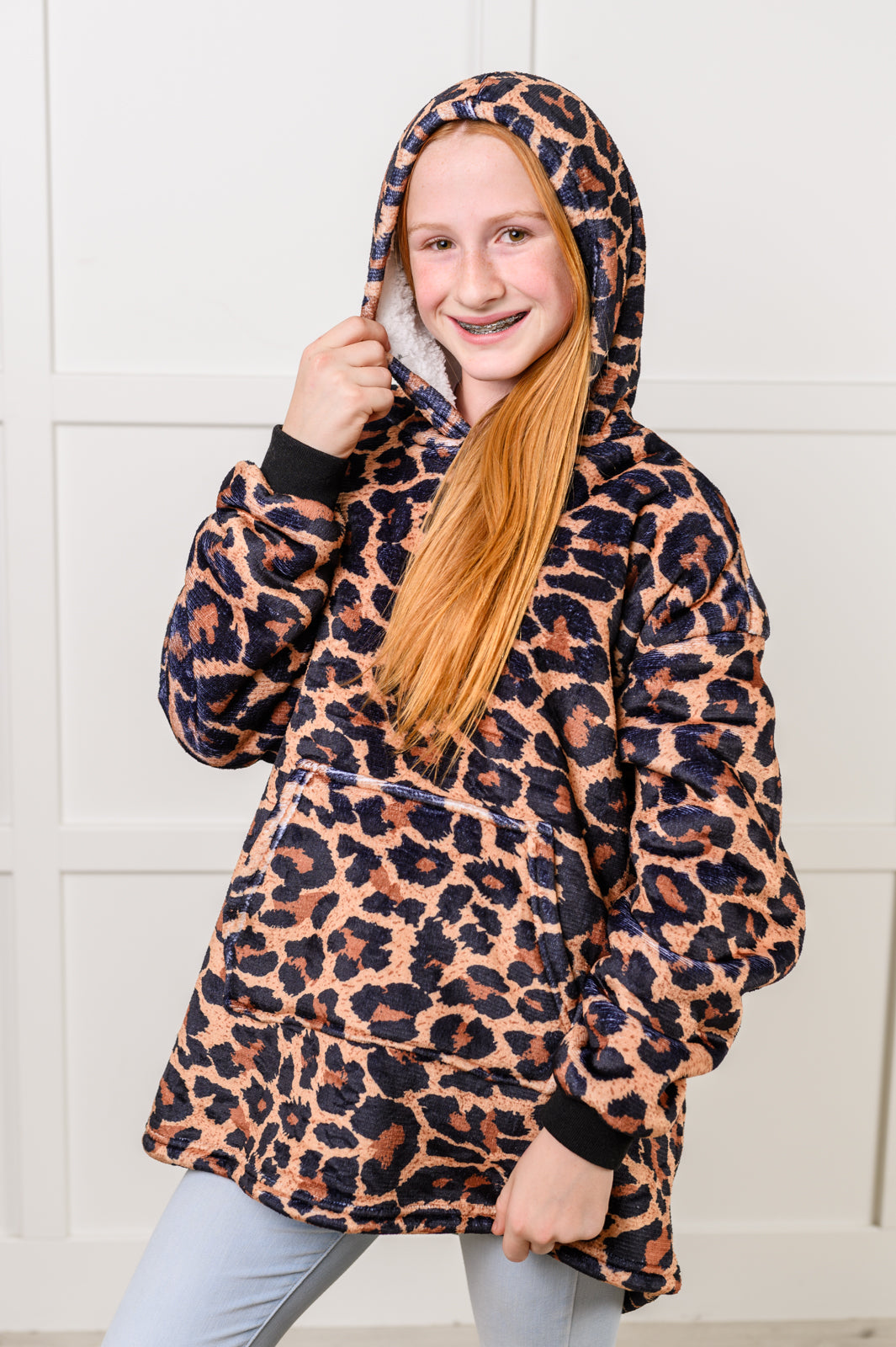 Kids Oversized Hoodie Blanket in Leopard - Charming Charlie