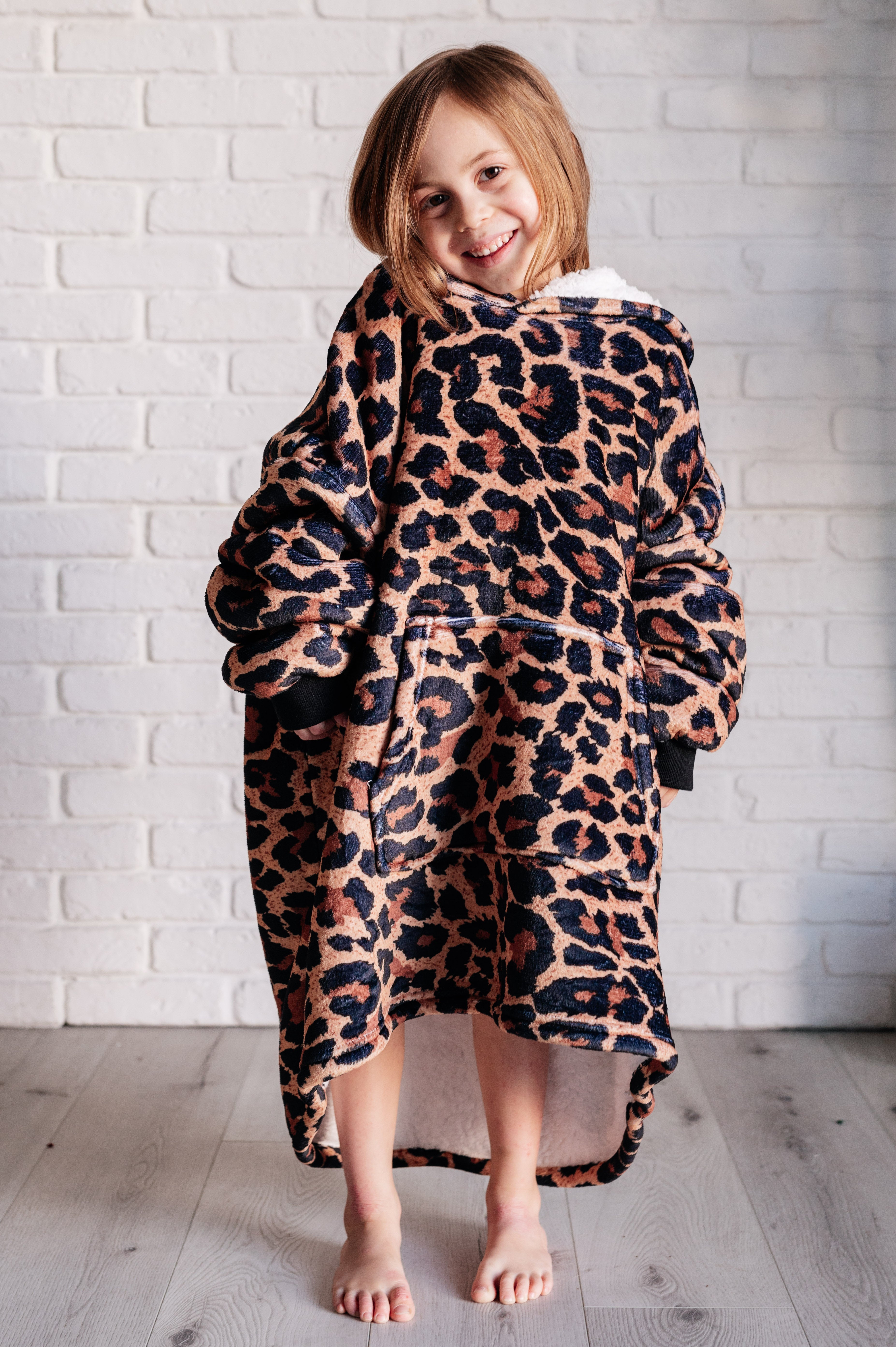 Kids Oversized Hoodie Blanket in Leopard - Charming Charlie