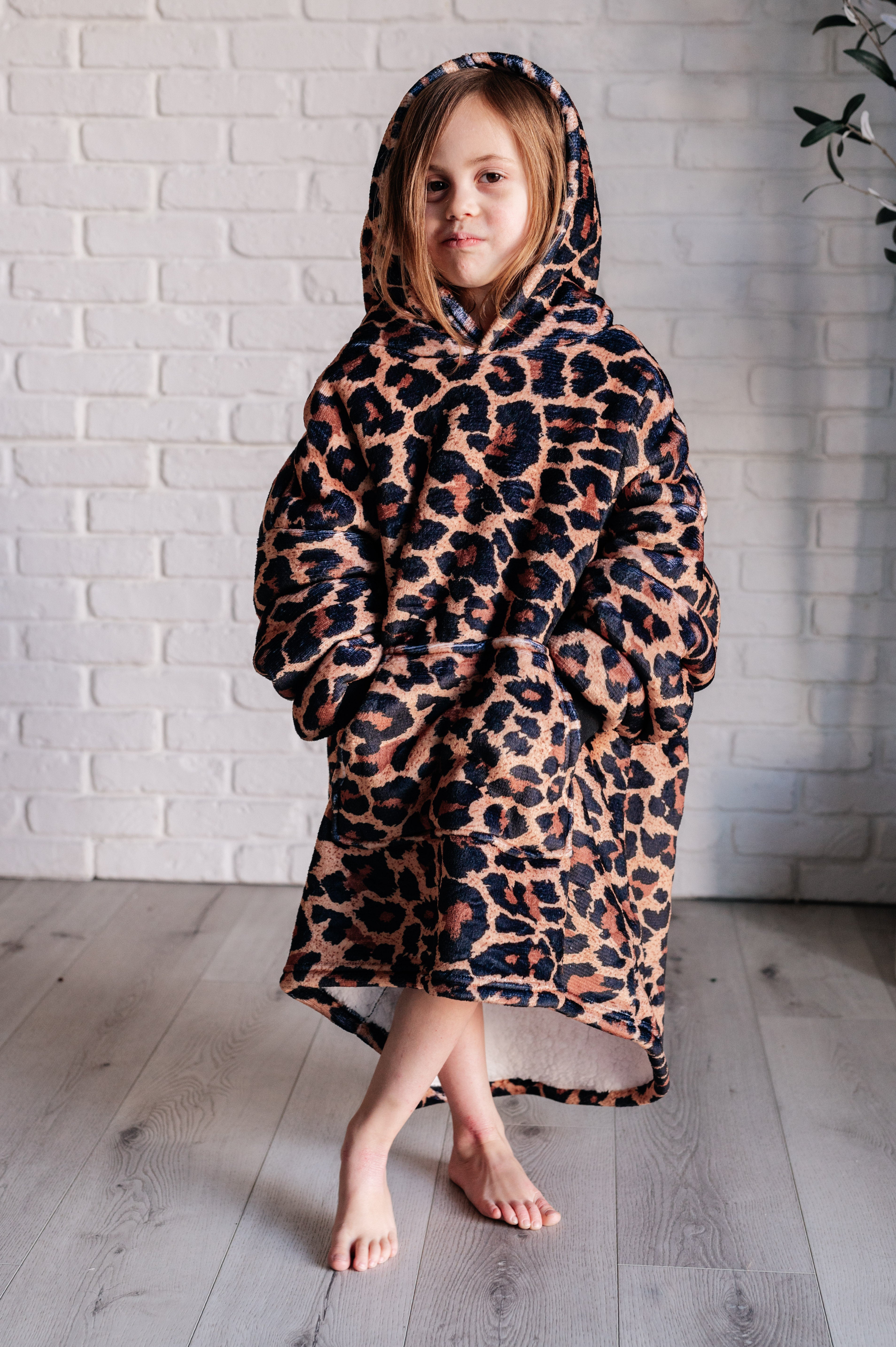 Kids Oversized Hoodie Blanket in Leopard - Charming Charlie