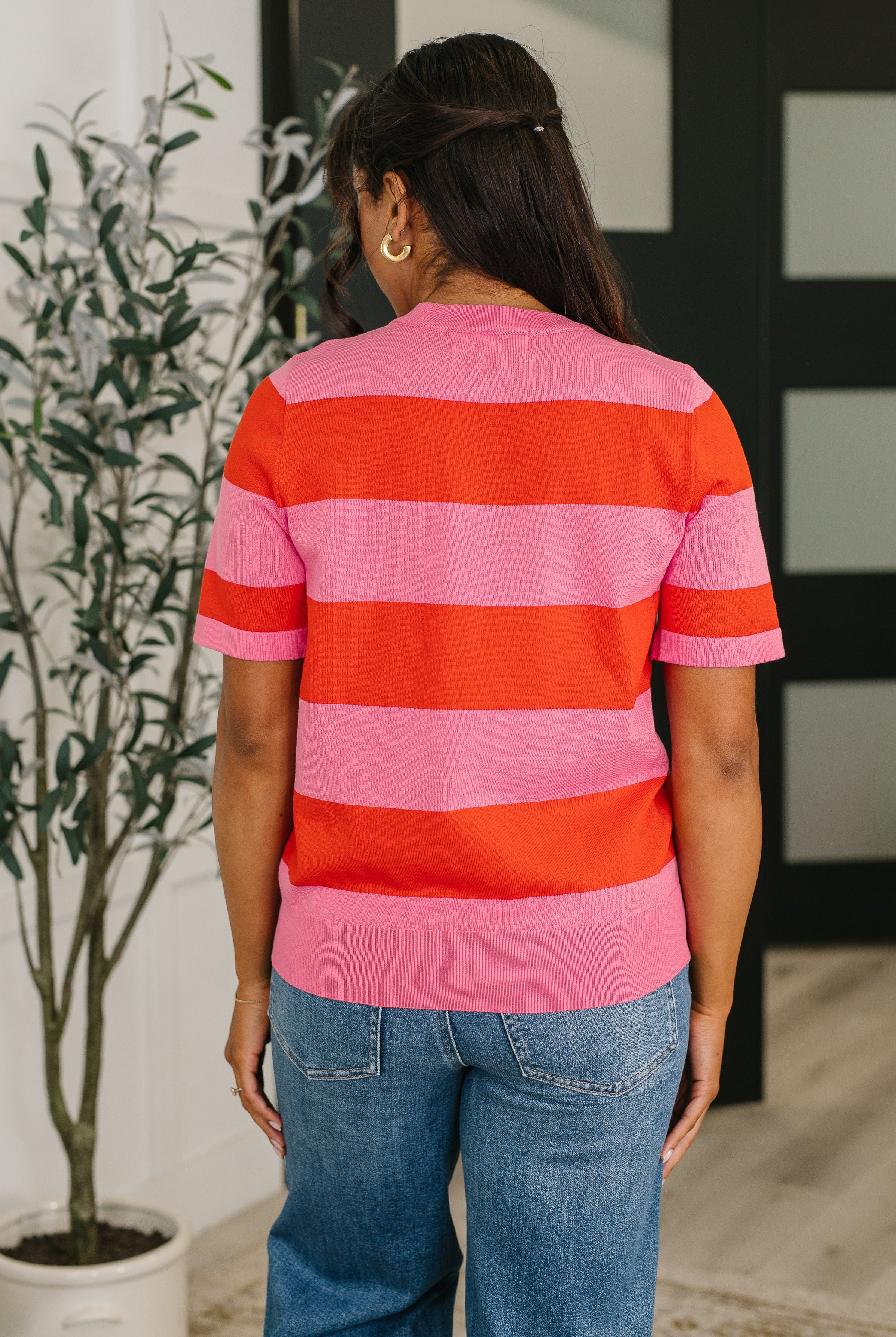 Known for a While Knit Blouse in Pink and Red - Charming Charlie