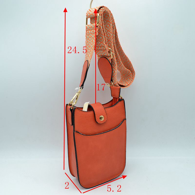 Vegan Leather Crossbody Bag with Adjustable Guitar Straps - Crossbody Bags