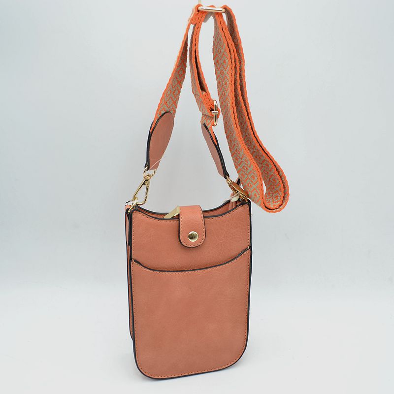 Vegan Leather Crossbody Bag with Adjustable Guitar Straps - Crossbody Bags