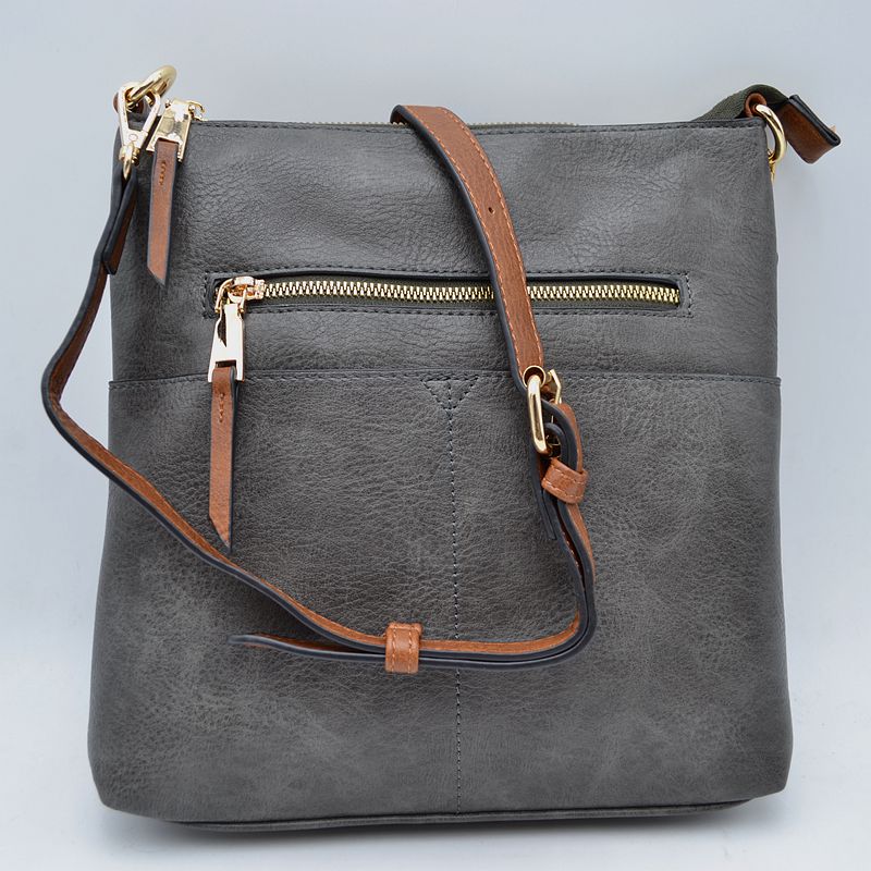 Women’s Kaylee Soft PU Vegan Leather 2 in 1 Tote Crossbody Bag - Dark Gray - Crossbody Bags