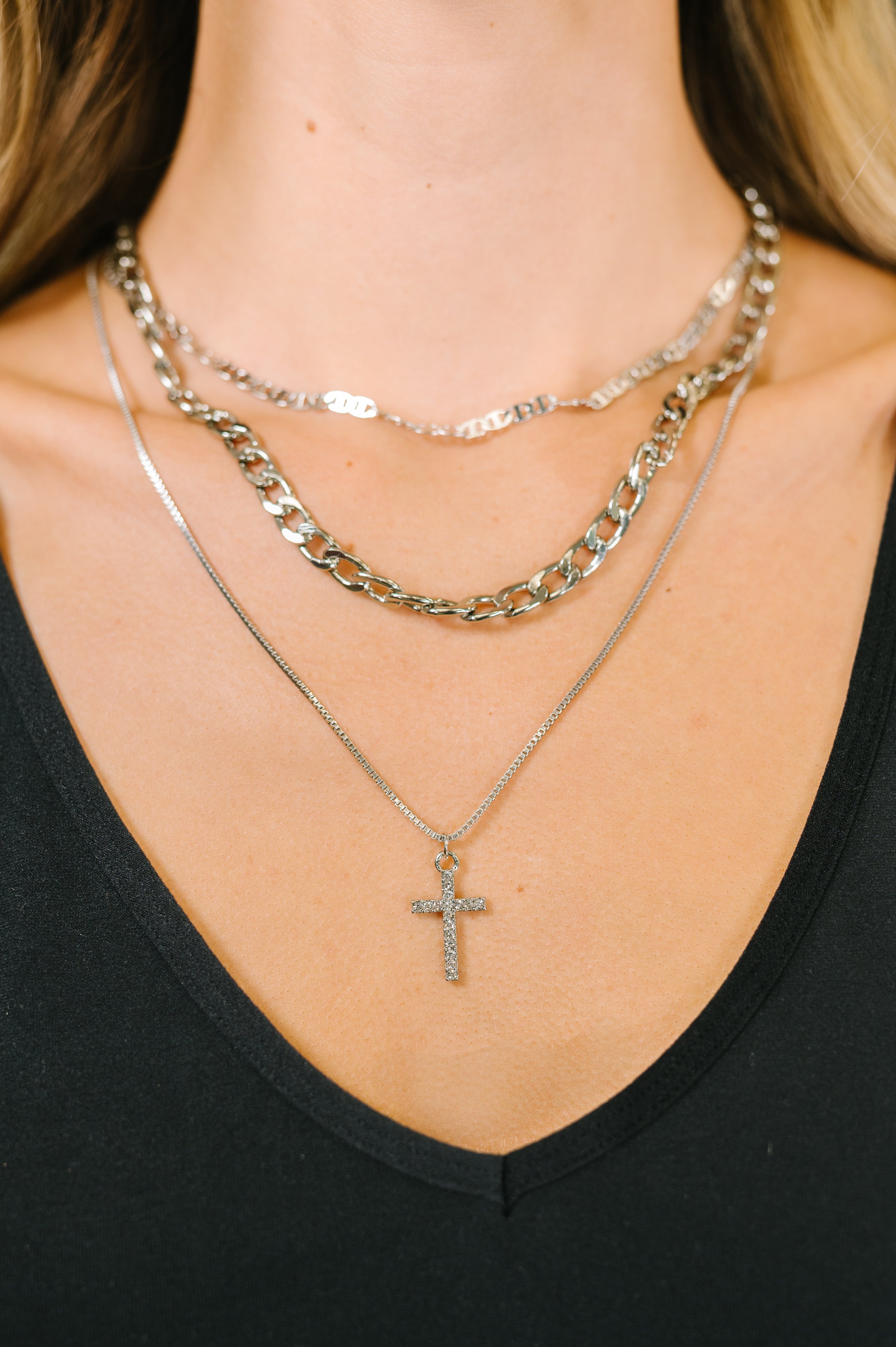 Layered Faith Necklace in Silver - Charming Charlie