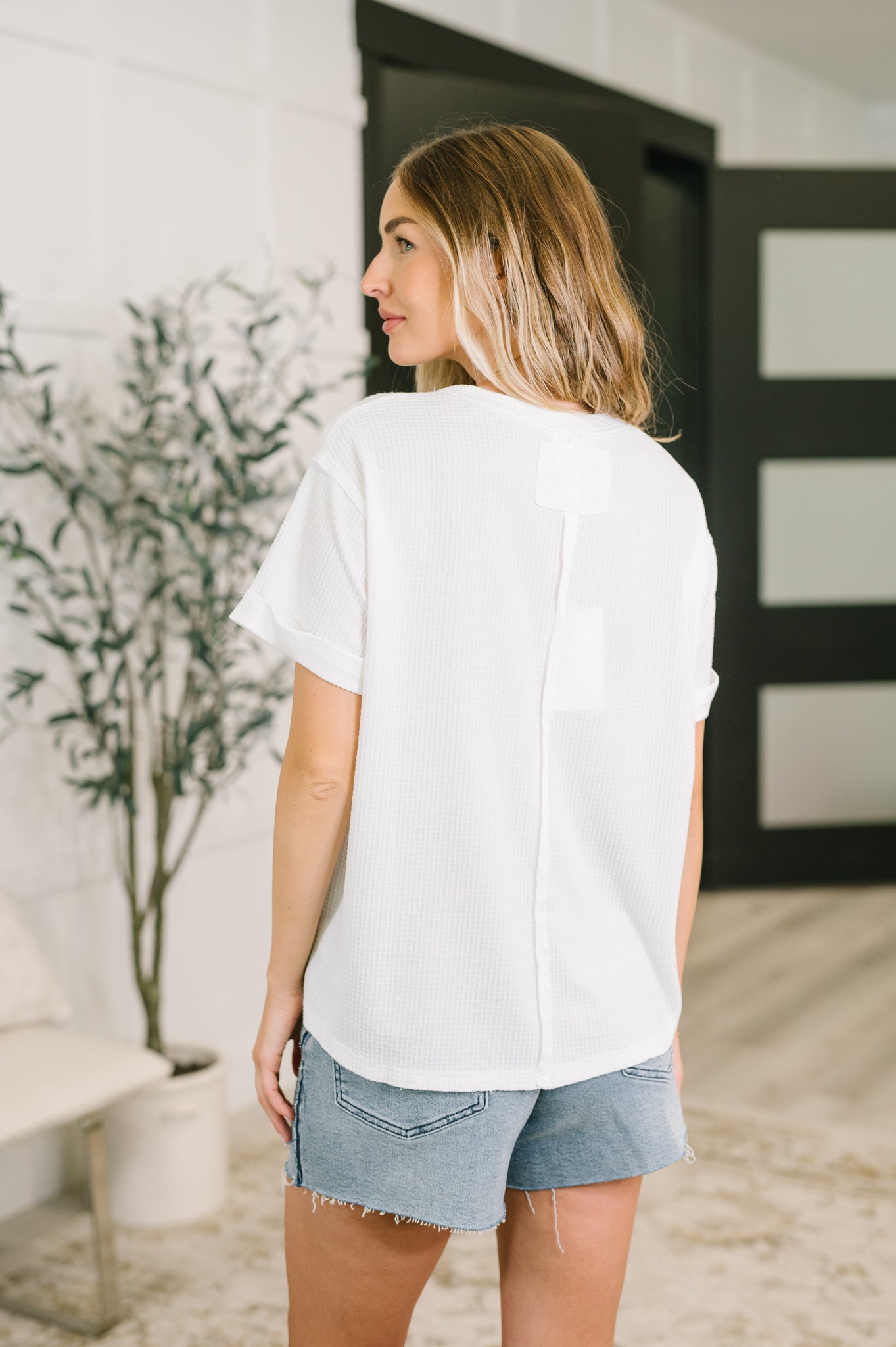 Leave It to Me Waffle Knit Relaxed Tee in Ivory - Charming Charlie