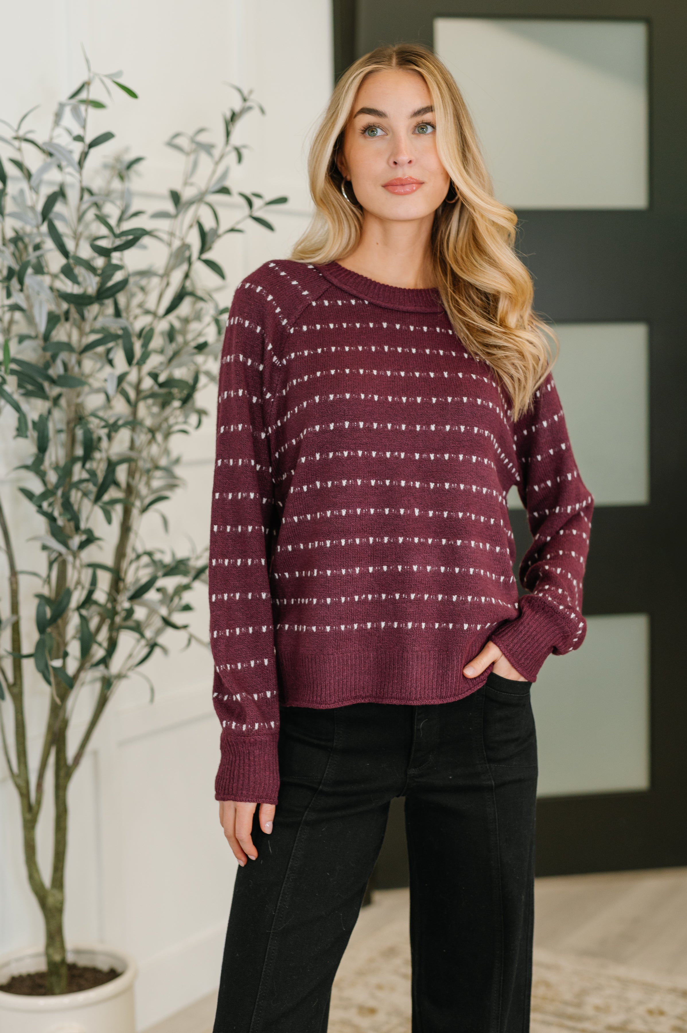 Leaves or Breeze Long Sleeve Knit Top - Charming Charlie