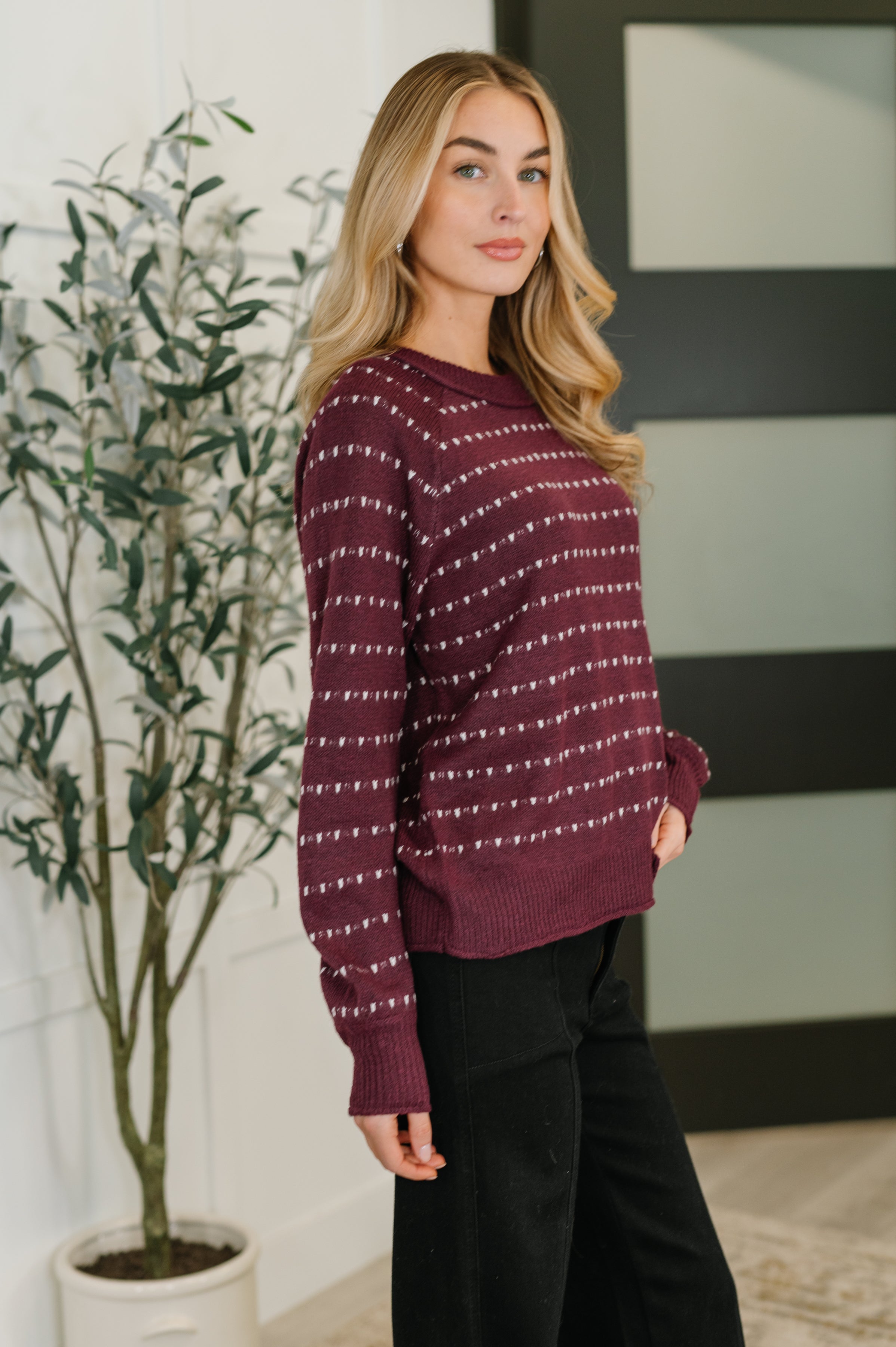 Leaves or Breeze Long Sleeve Knit Top - Charming Charlie