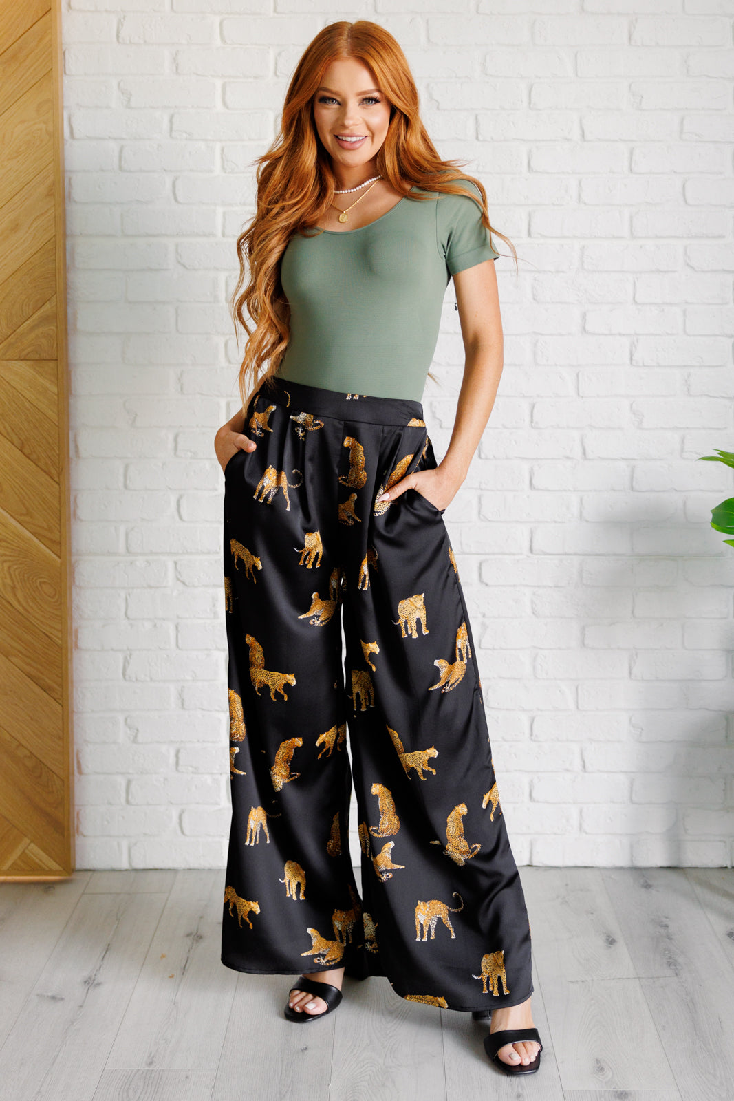 Legendary in Leopard Satin Wide Leg Pants - Charming Charlie