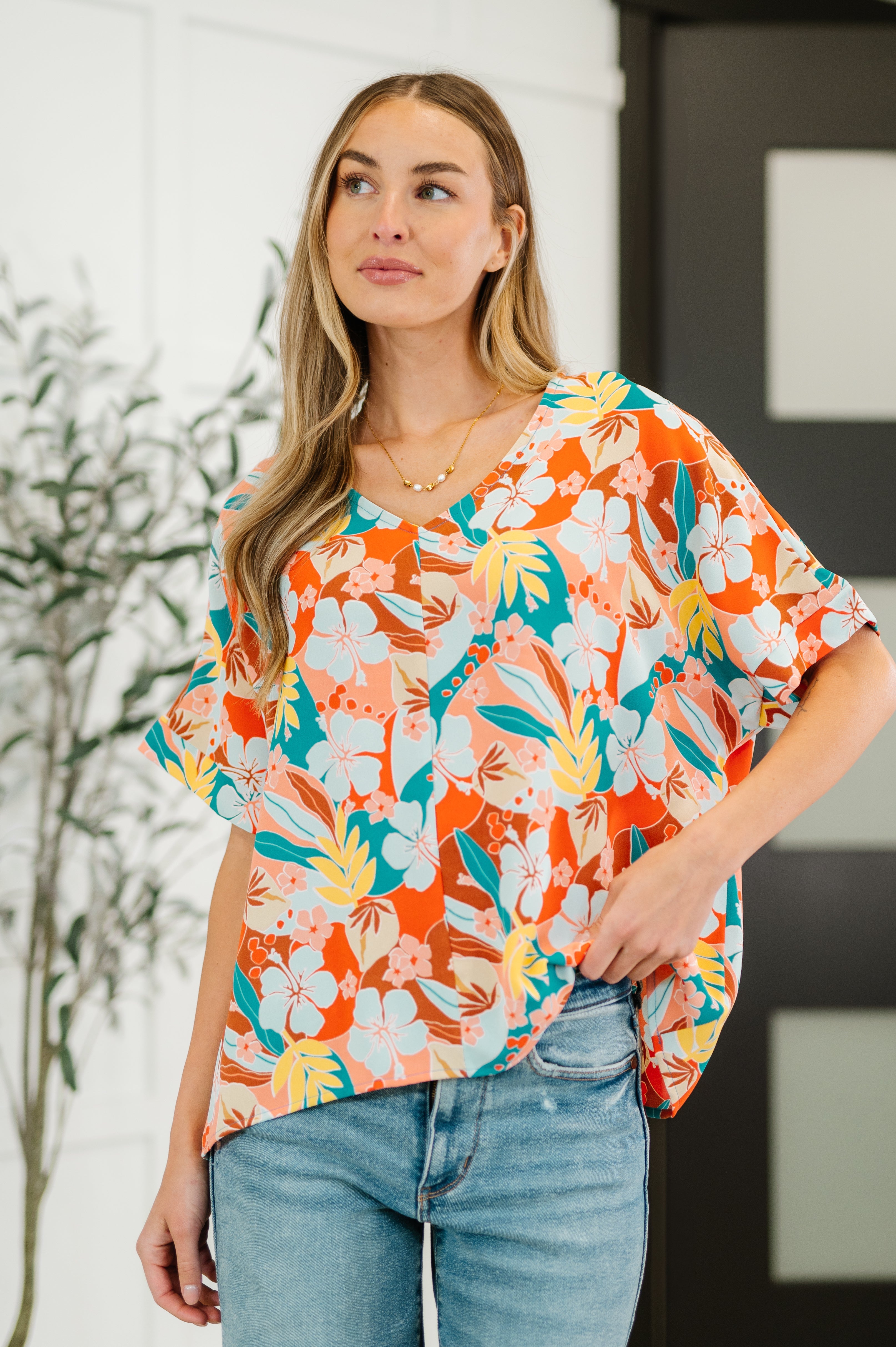 Lei Me Down V-Neck Top - Charming Charlie