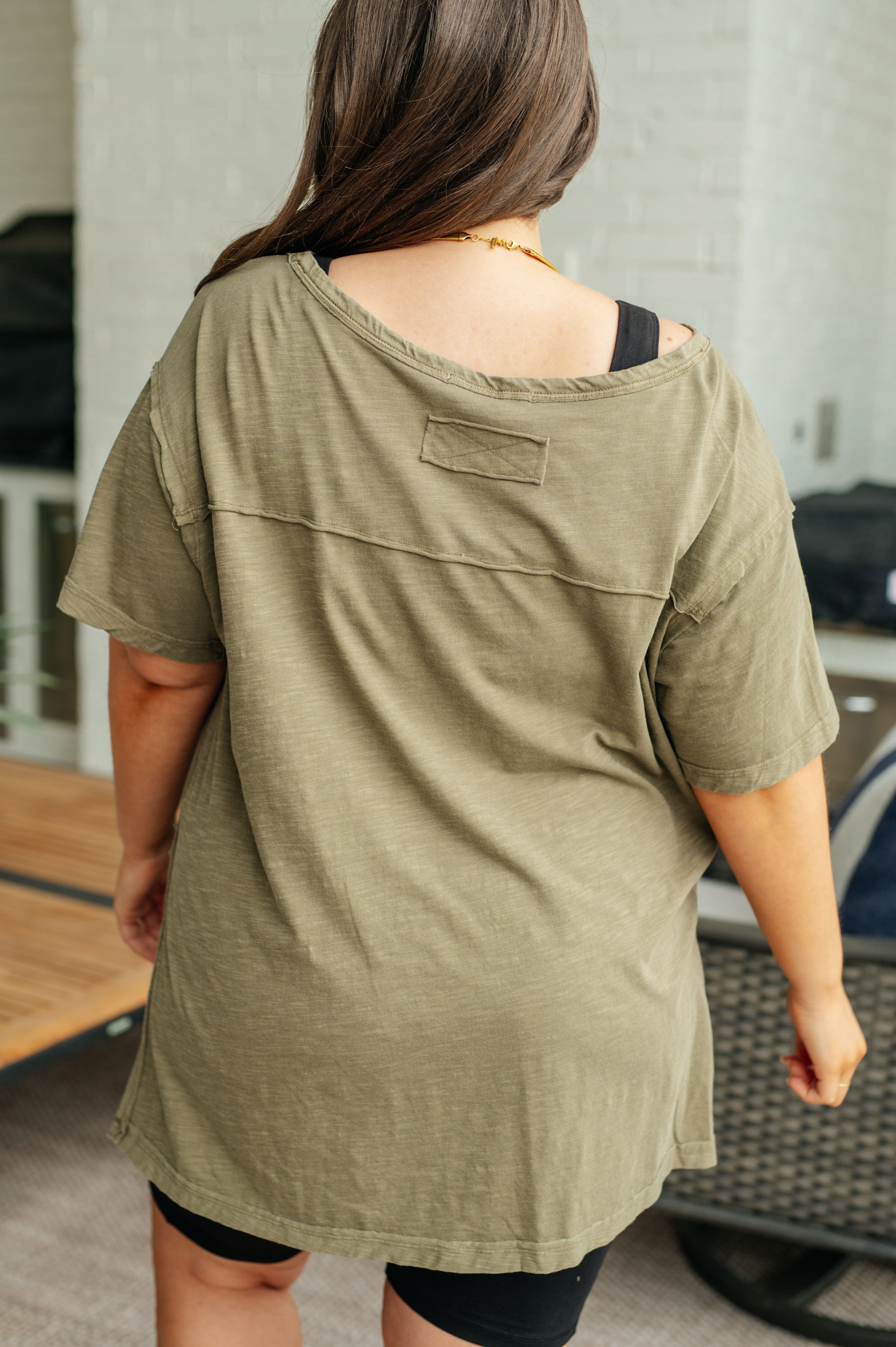 Let Me Live Relaxed Tee in Army - Charming Charlie