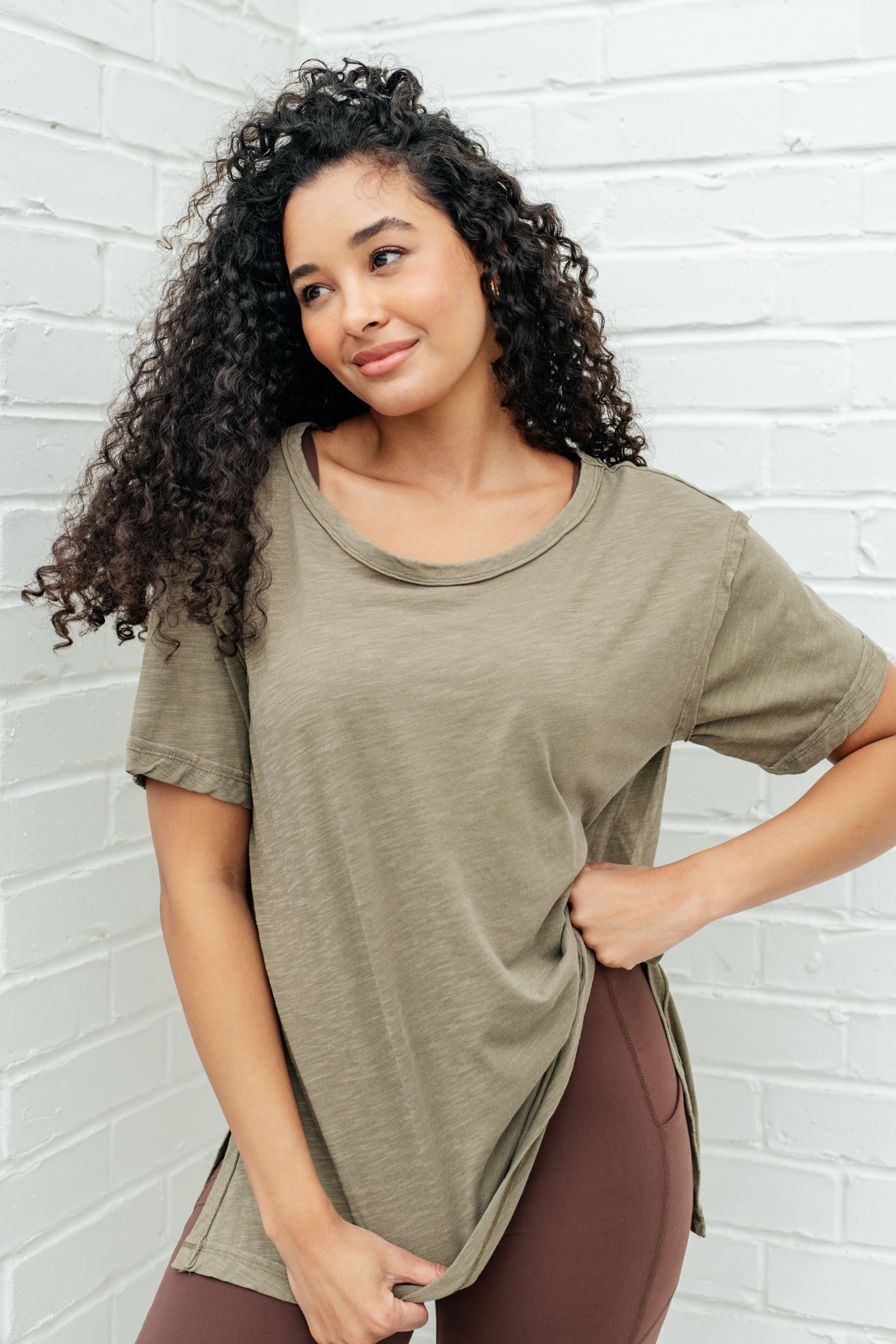 Let Me Live Relaxed Tee in Army - Charming Charlie