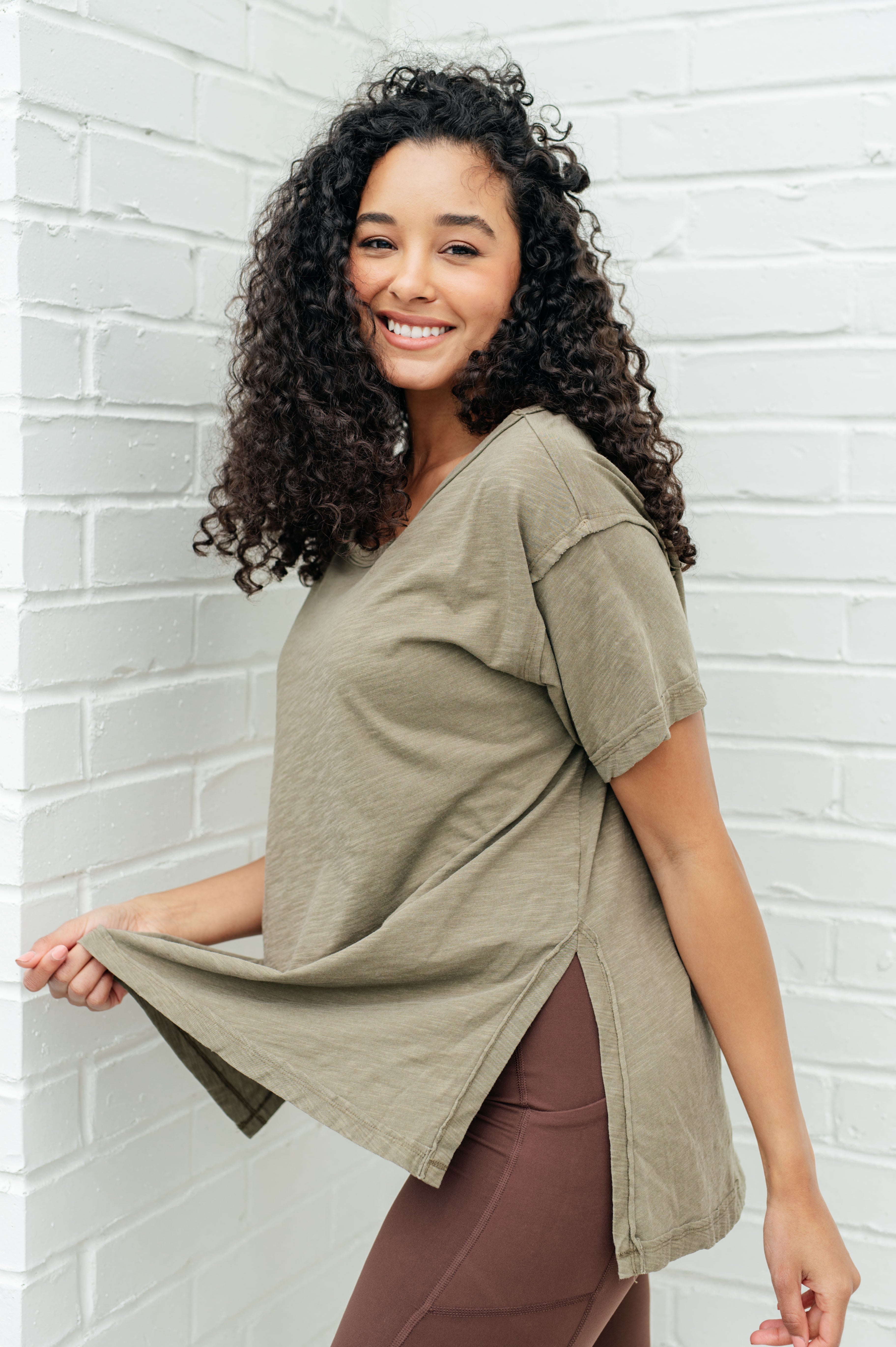 Let Me Live Relaxed Tee in Army - Charming Charlie