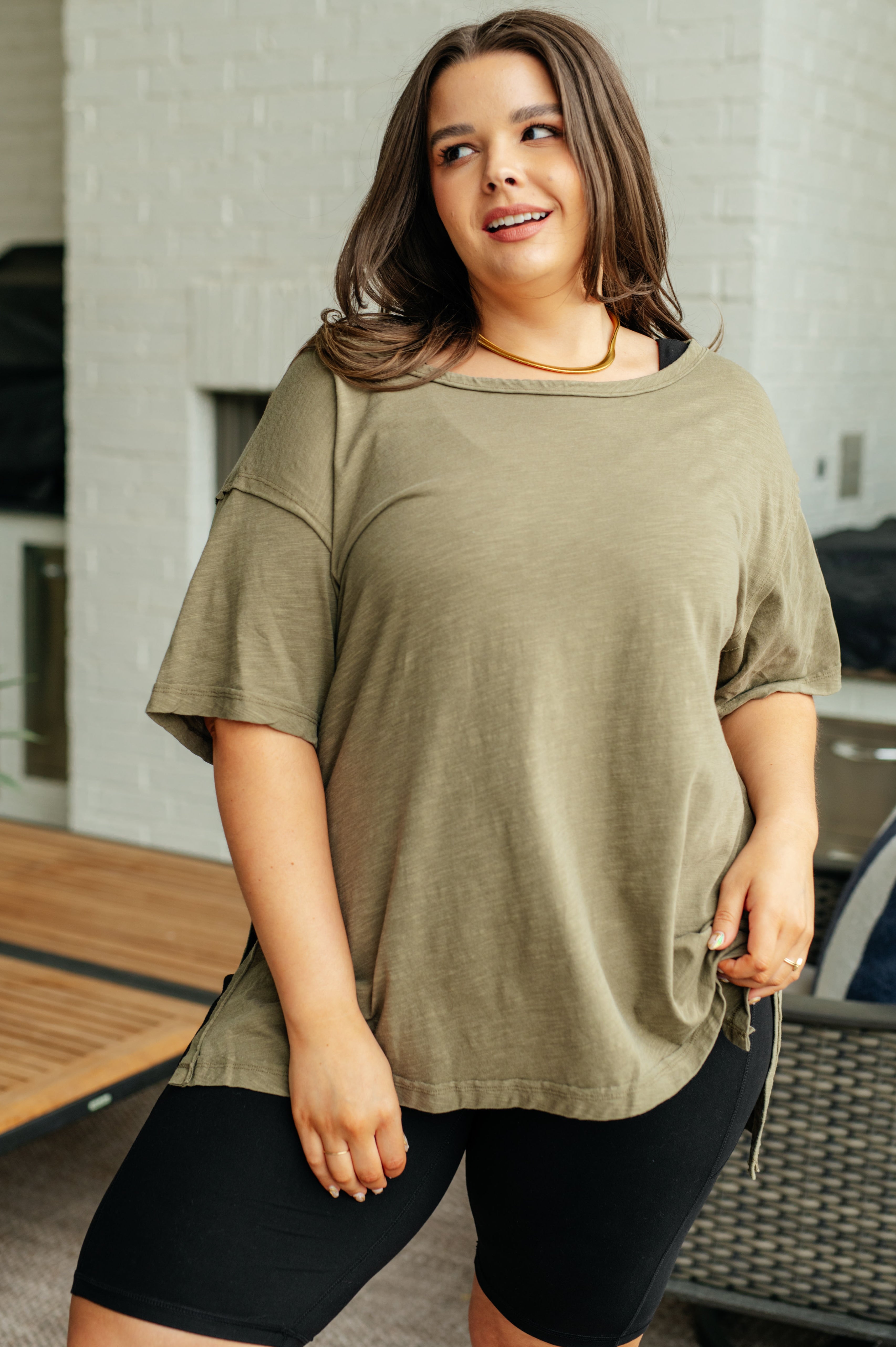 Let Me Live Relaxed Tee in Army - Charming Charlie