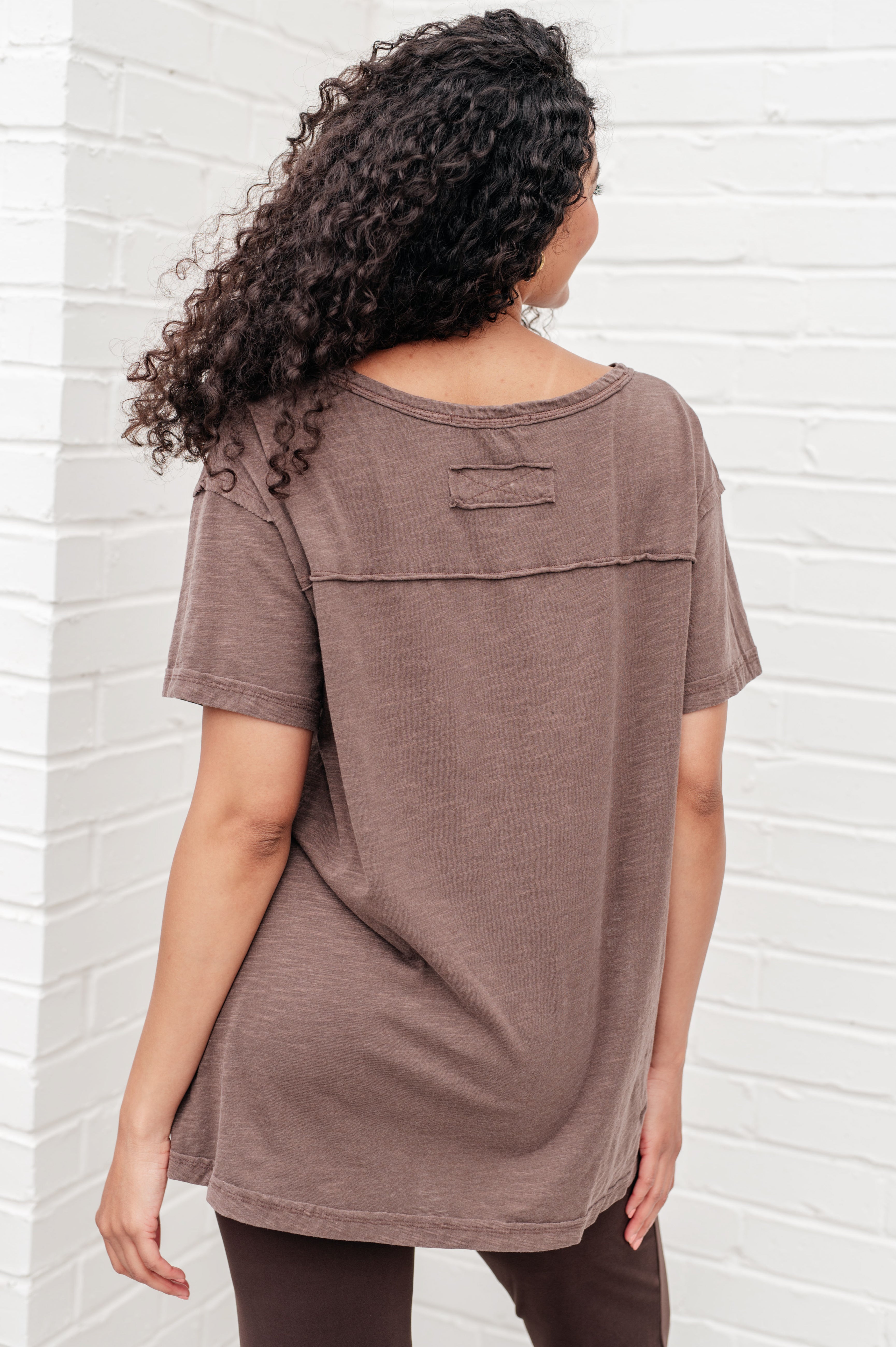 Let Me Live Relaxed Tee in Brown - Charming Charlie