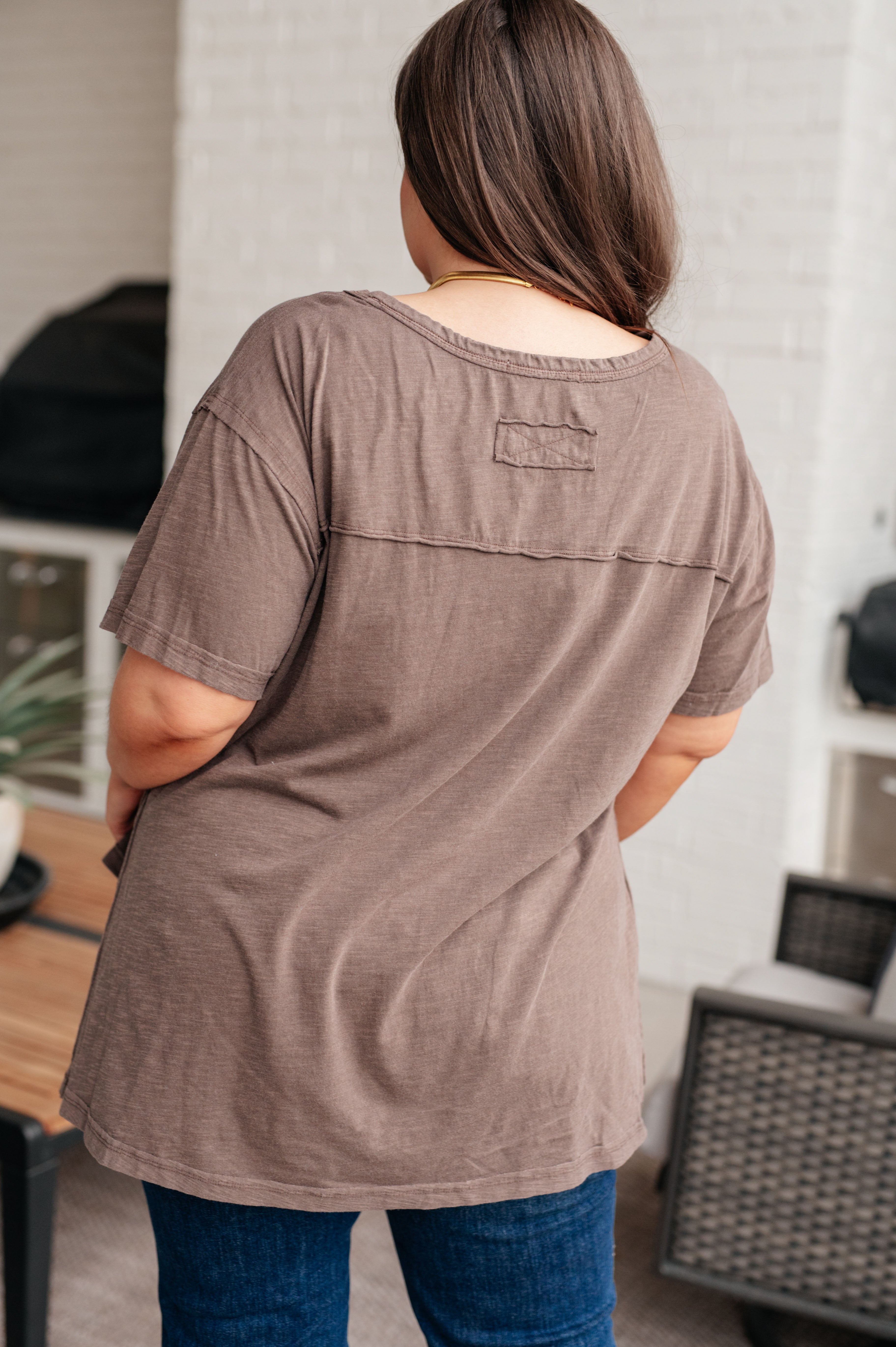 Let Me Live Relaxed Tee in Brown - Charming Charlie