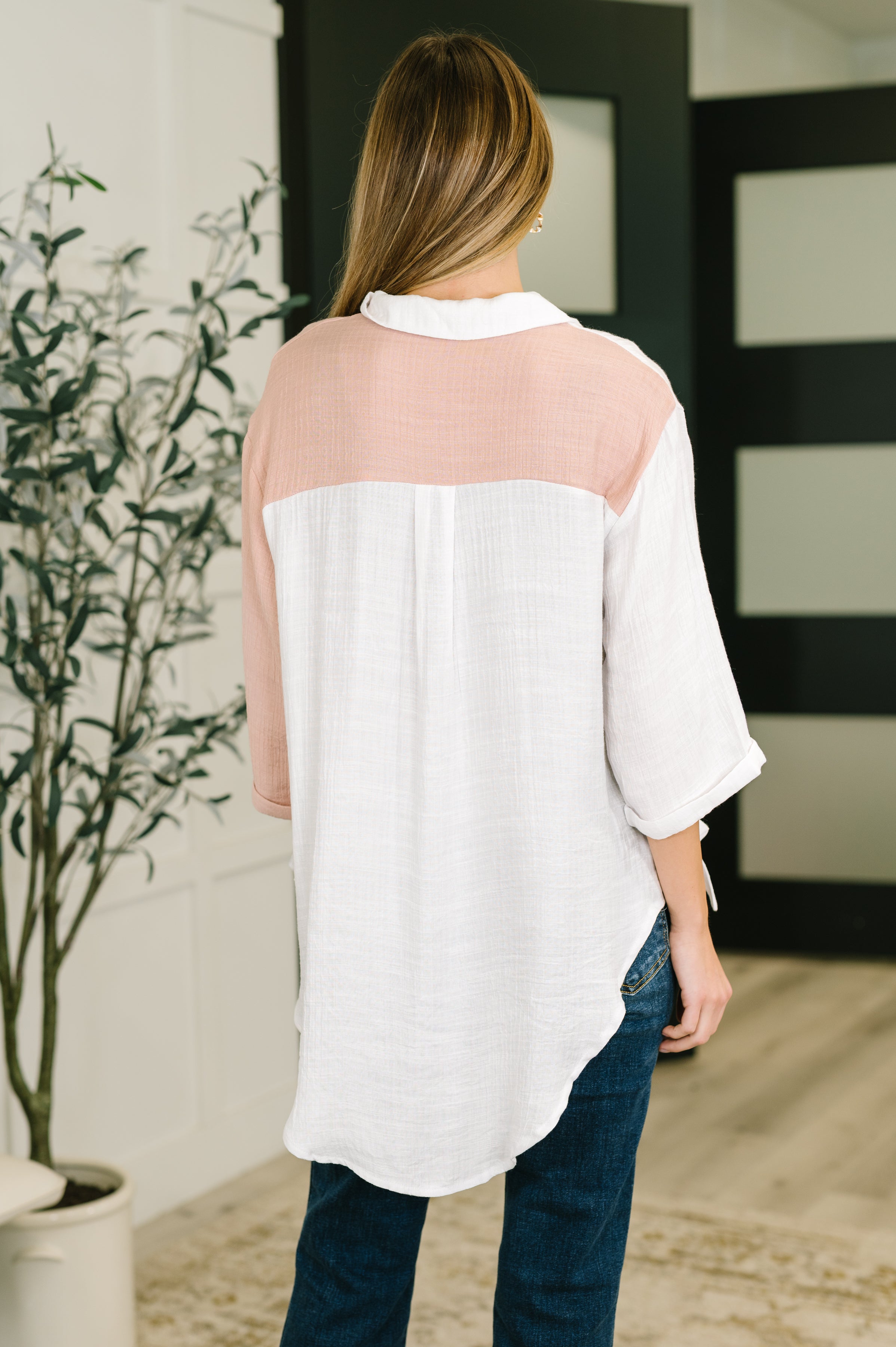 Like You Do Dual Toned Button Down - Charming Charlie