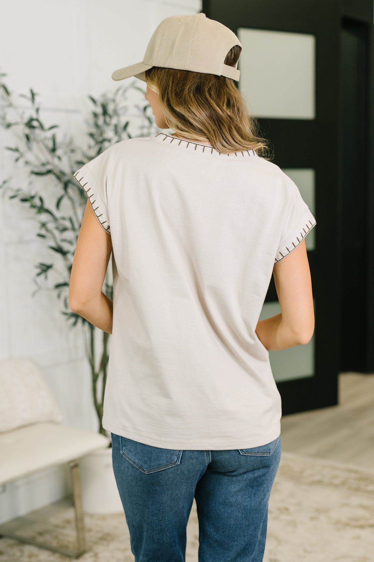 Little Details Trim Detail Top in Sand Beige - Charming Charlie