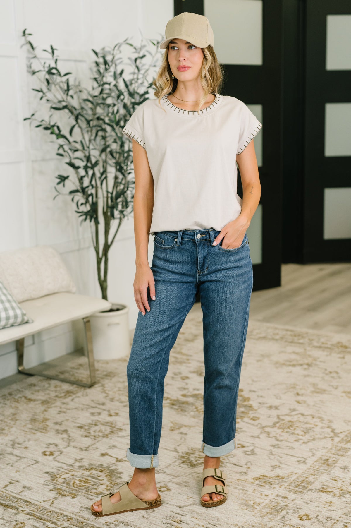Little Details Trim Detail Top in Sand Beige - Charming Charlie
