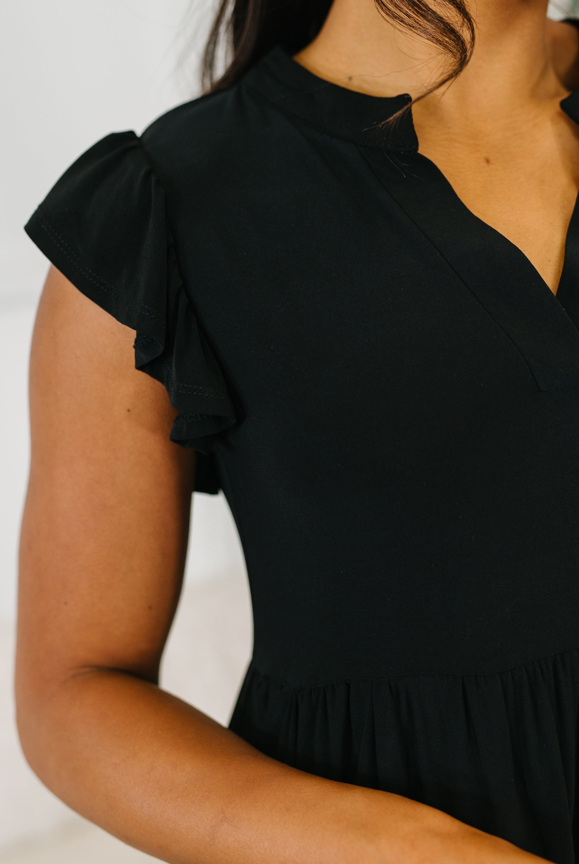 Lizzy Forever Flutter Sleeve Dress in Black - Charming Charlie