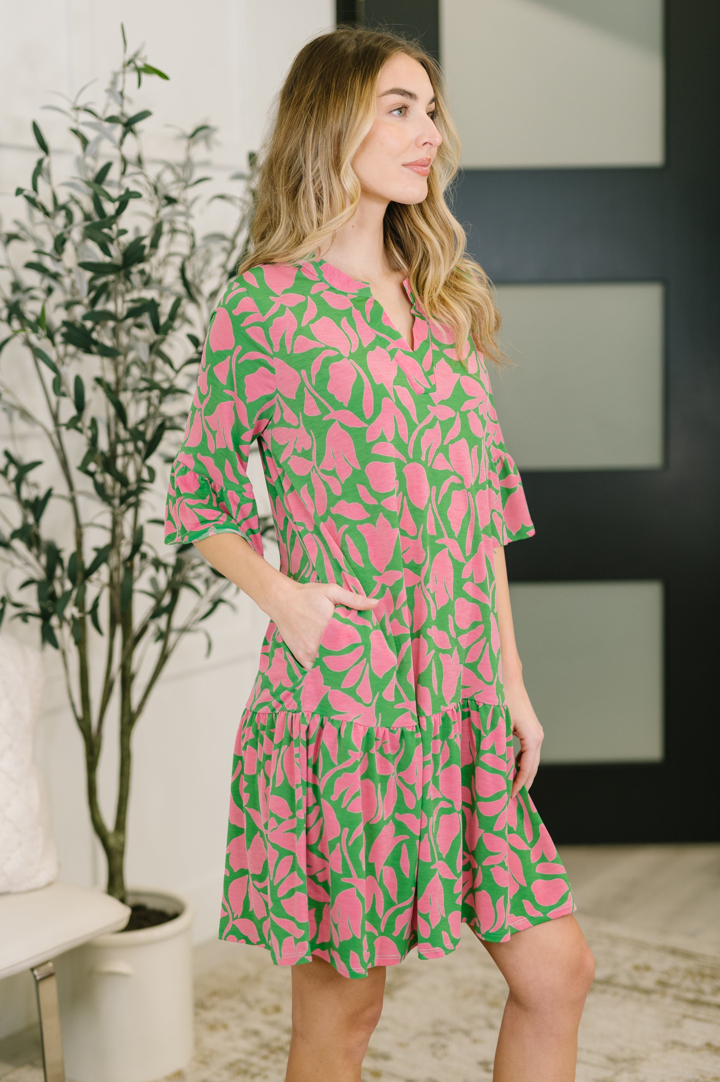 Lizzy Sunday Dress in Emerald Abstract Floral- 3/3/2026 NEW - Charming Charlie