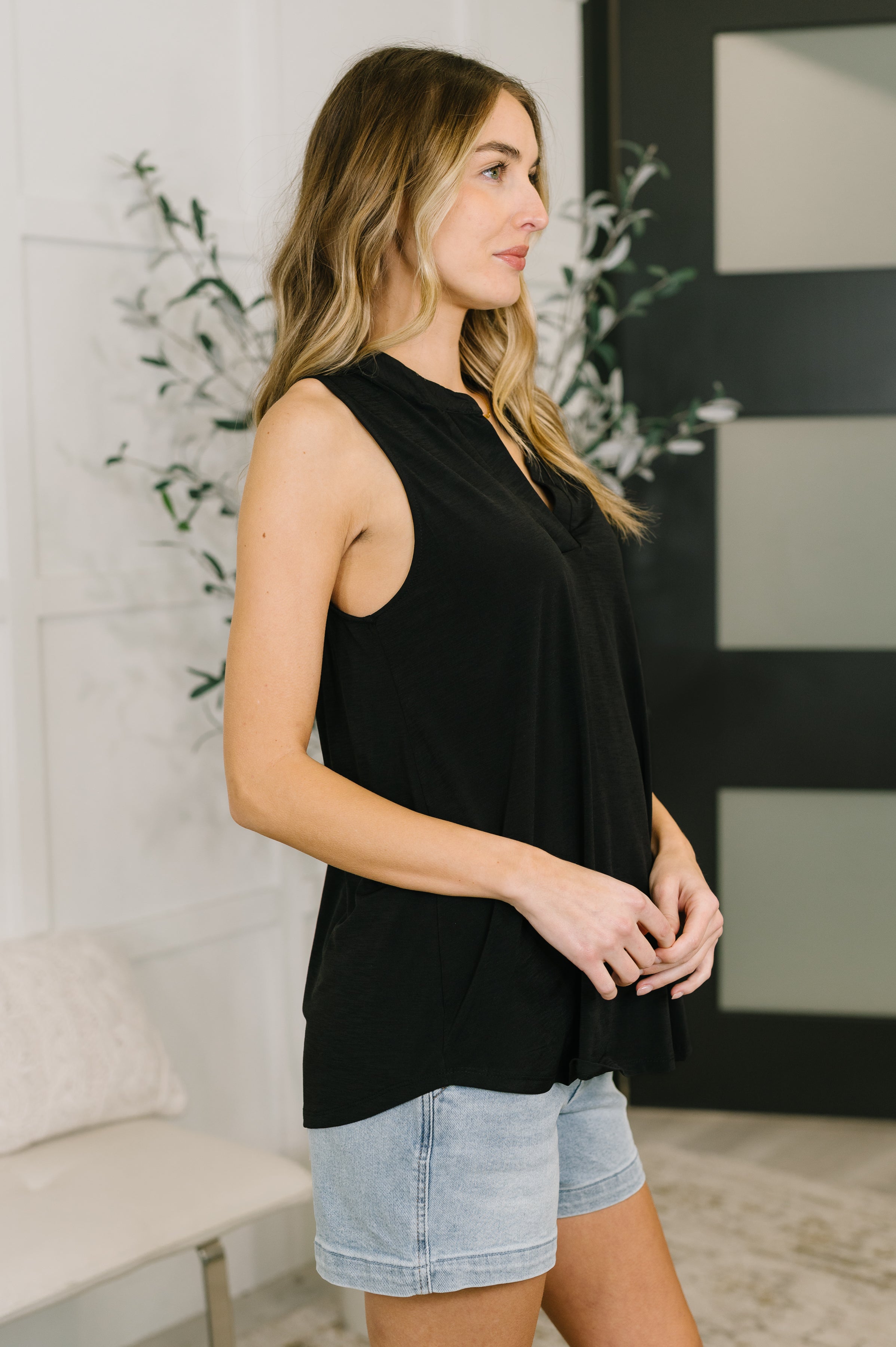 Lizzy Tank Top in Black - Charming Charlie