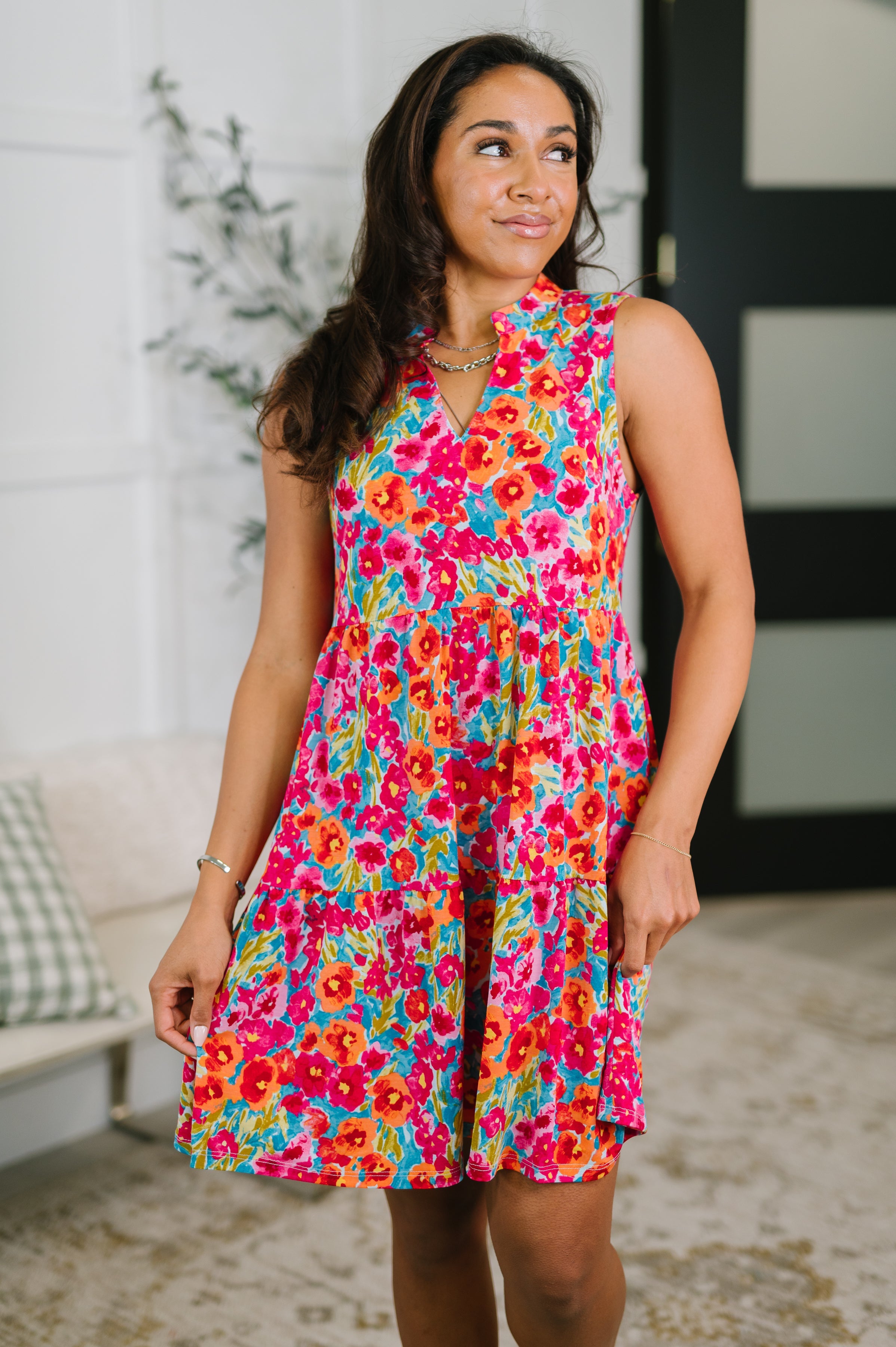 Lizzy Three Tier Tank Dress in Morning Glory - Charming Charlie