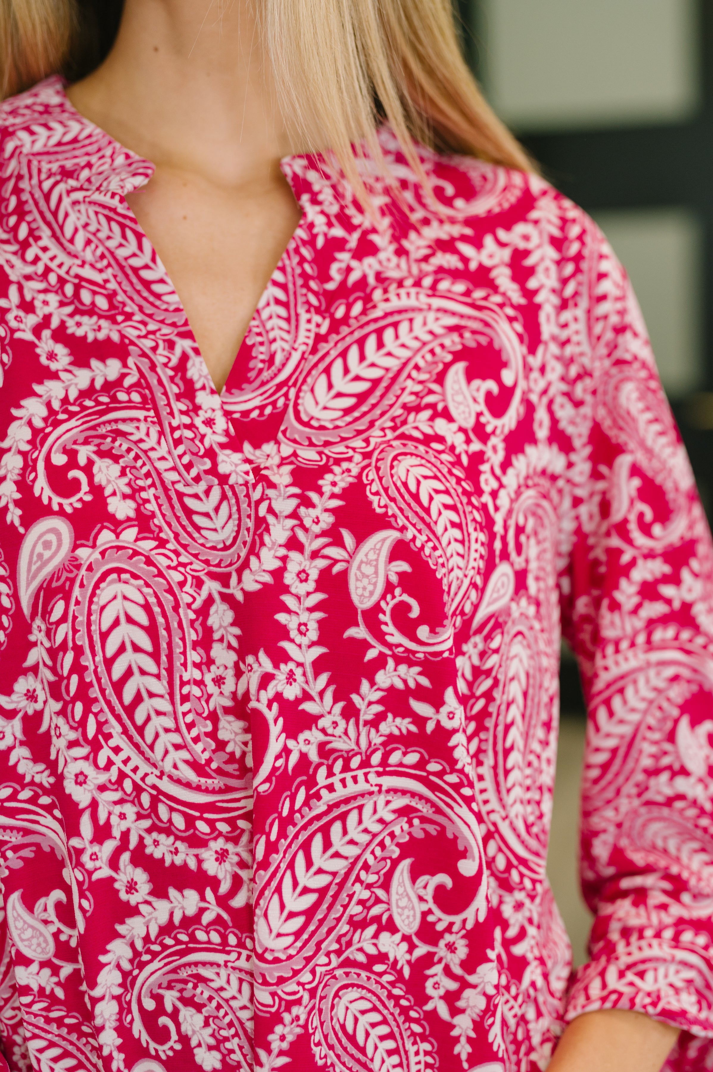 Lizzy Top in Pink Paisley - Charming Charlie