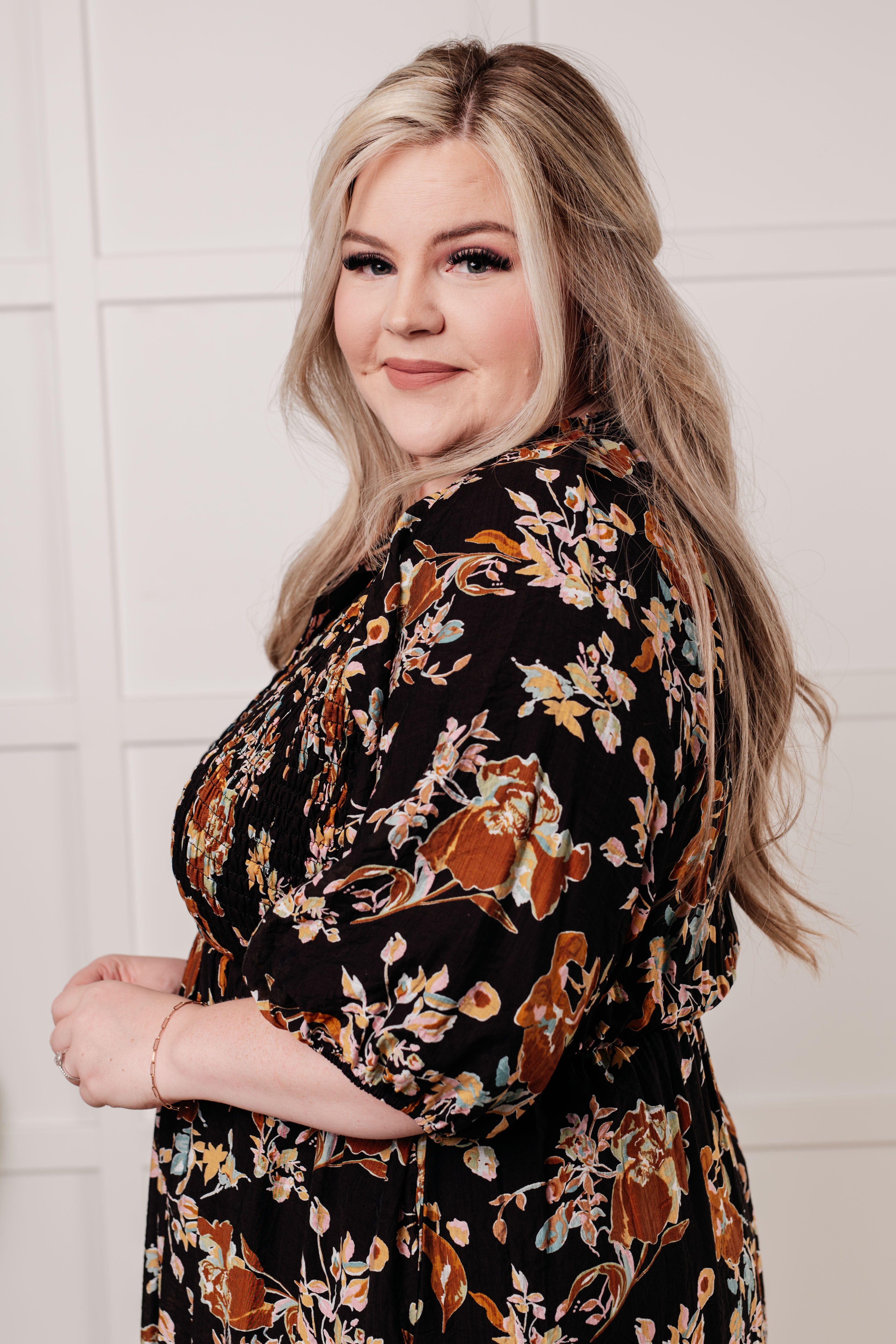 Look My Way Smocked Bodice Button Down Dress - Charming Charlie