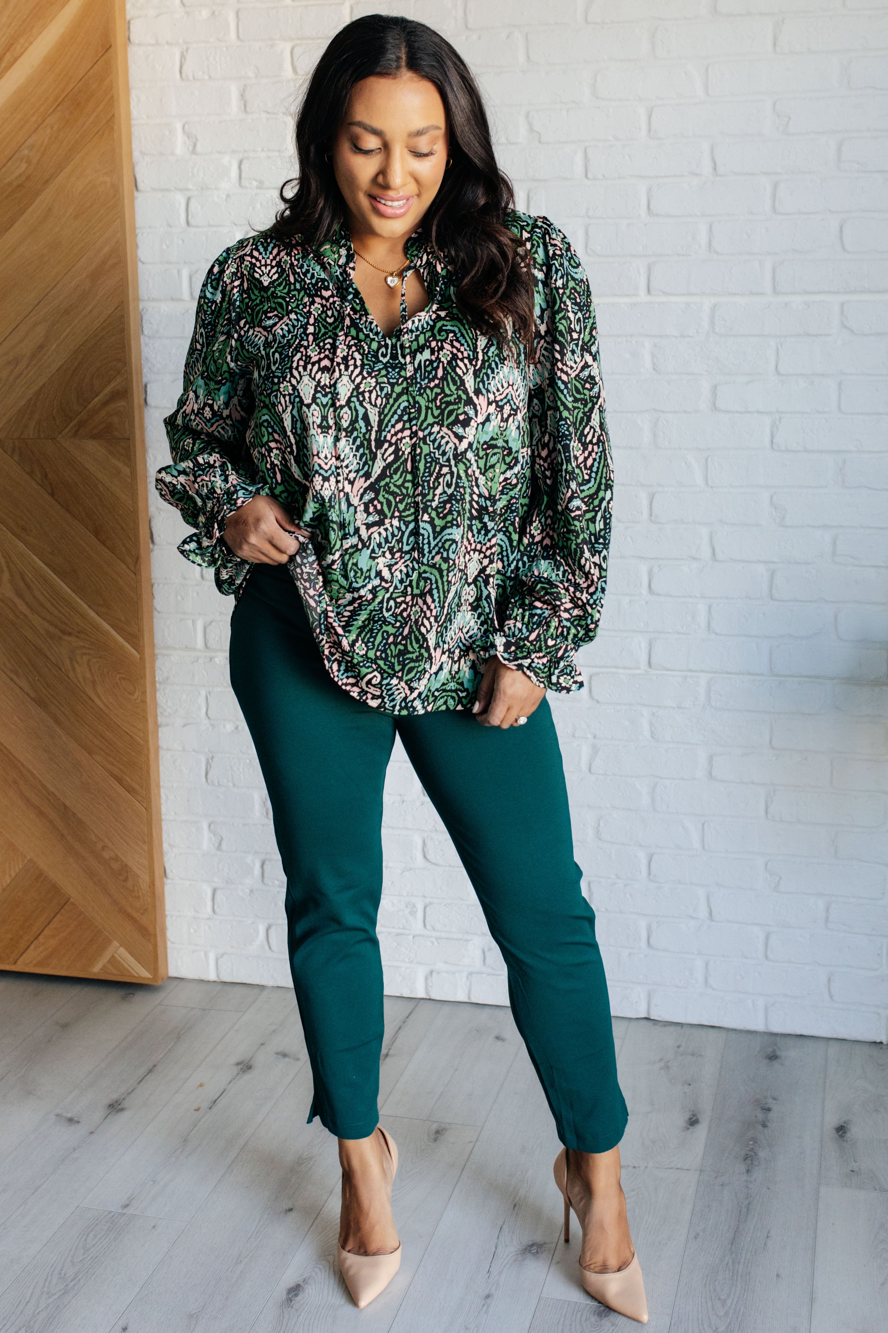 Looking Out Damask Print Blouse - Charming Charlie