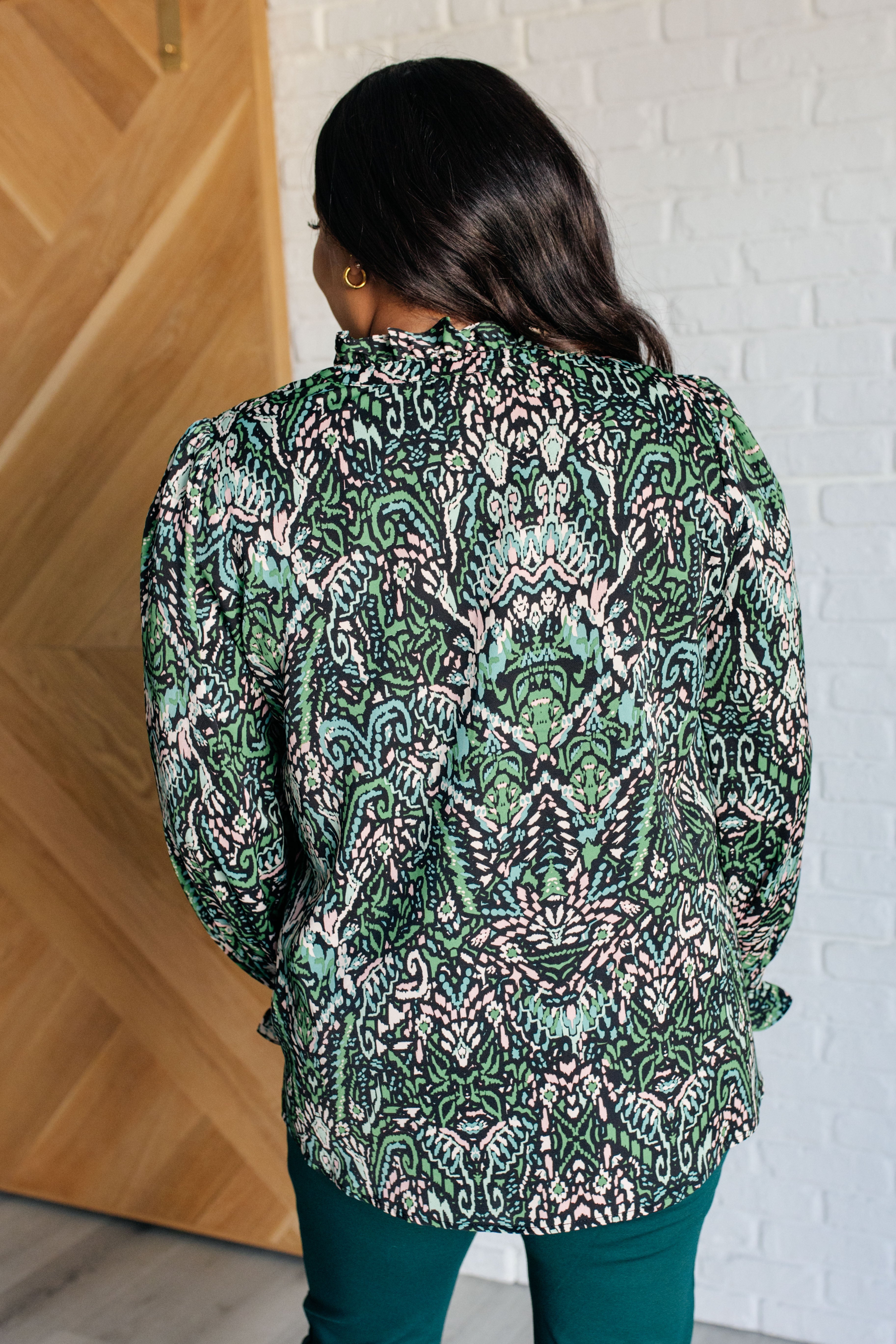 Looking Out Damask Print Blouse - Charming Charlie