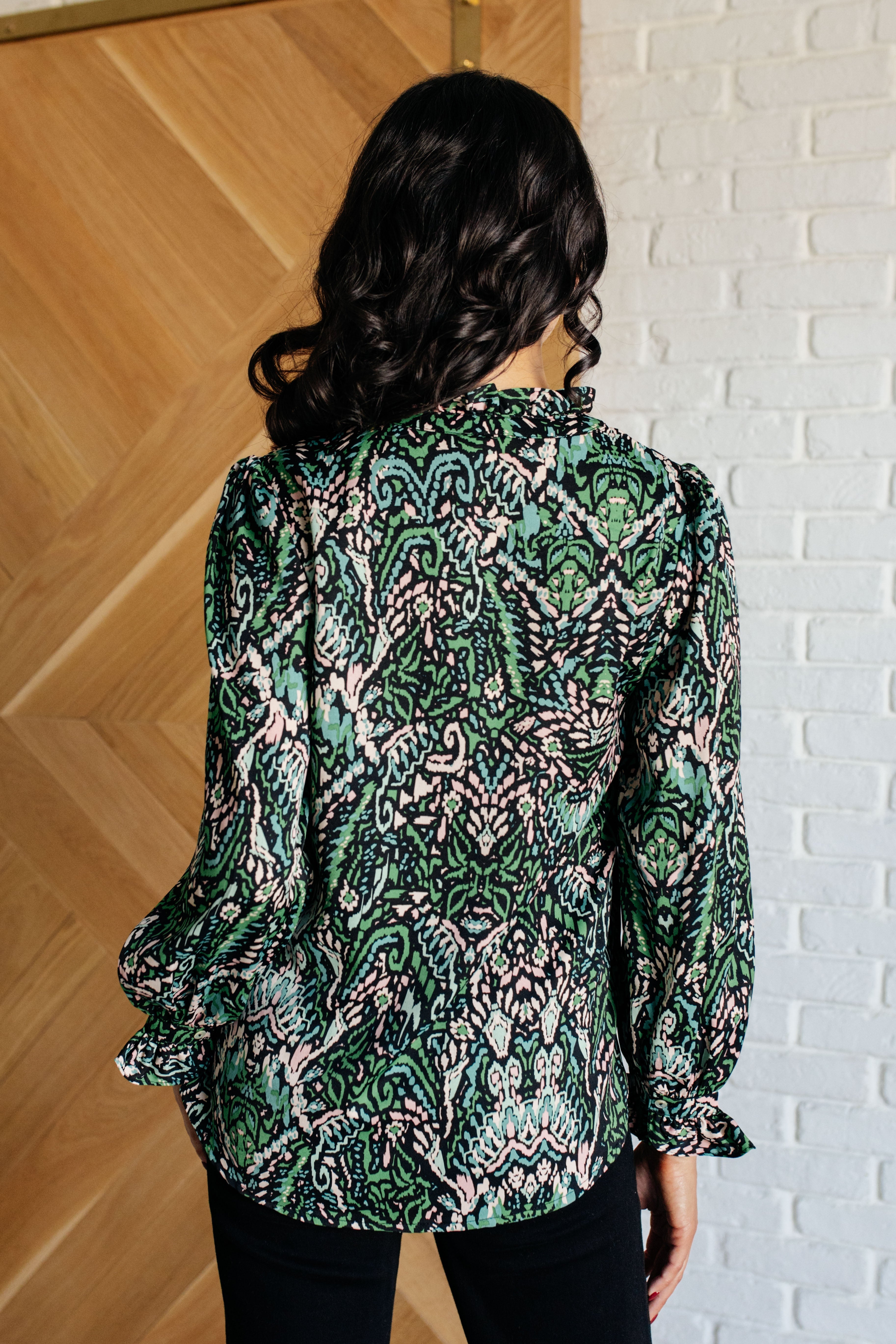 Looking Out Damask Print Blouse - Charming Charlie