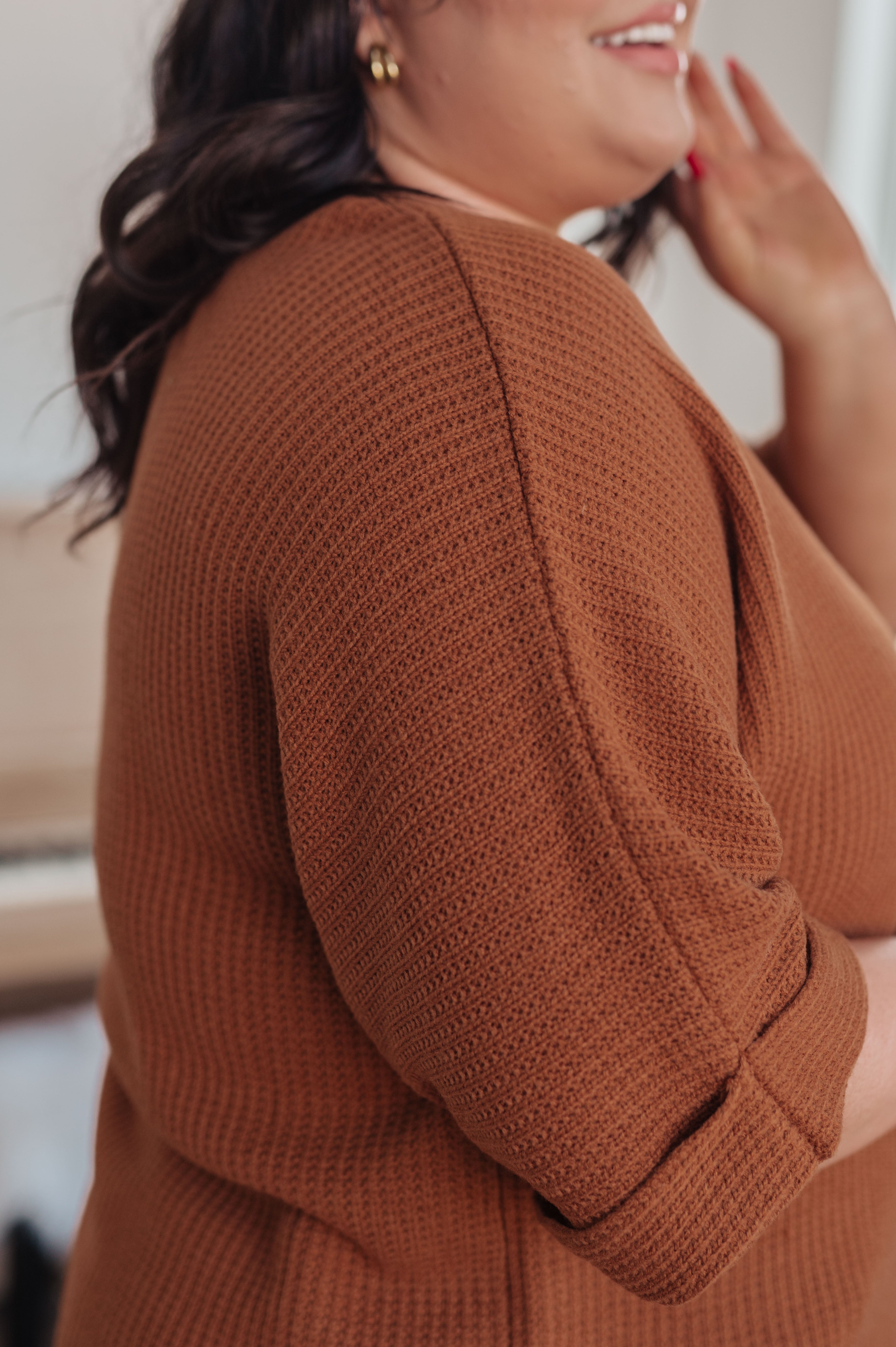 Lotta Love Knitted Sweater Top in Rust - Charming Charlie