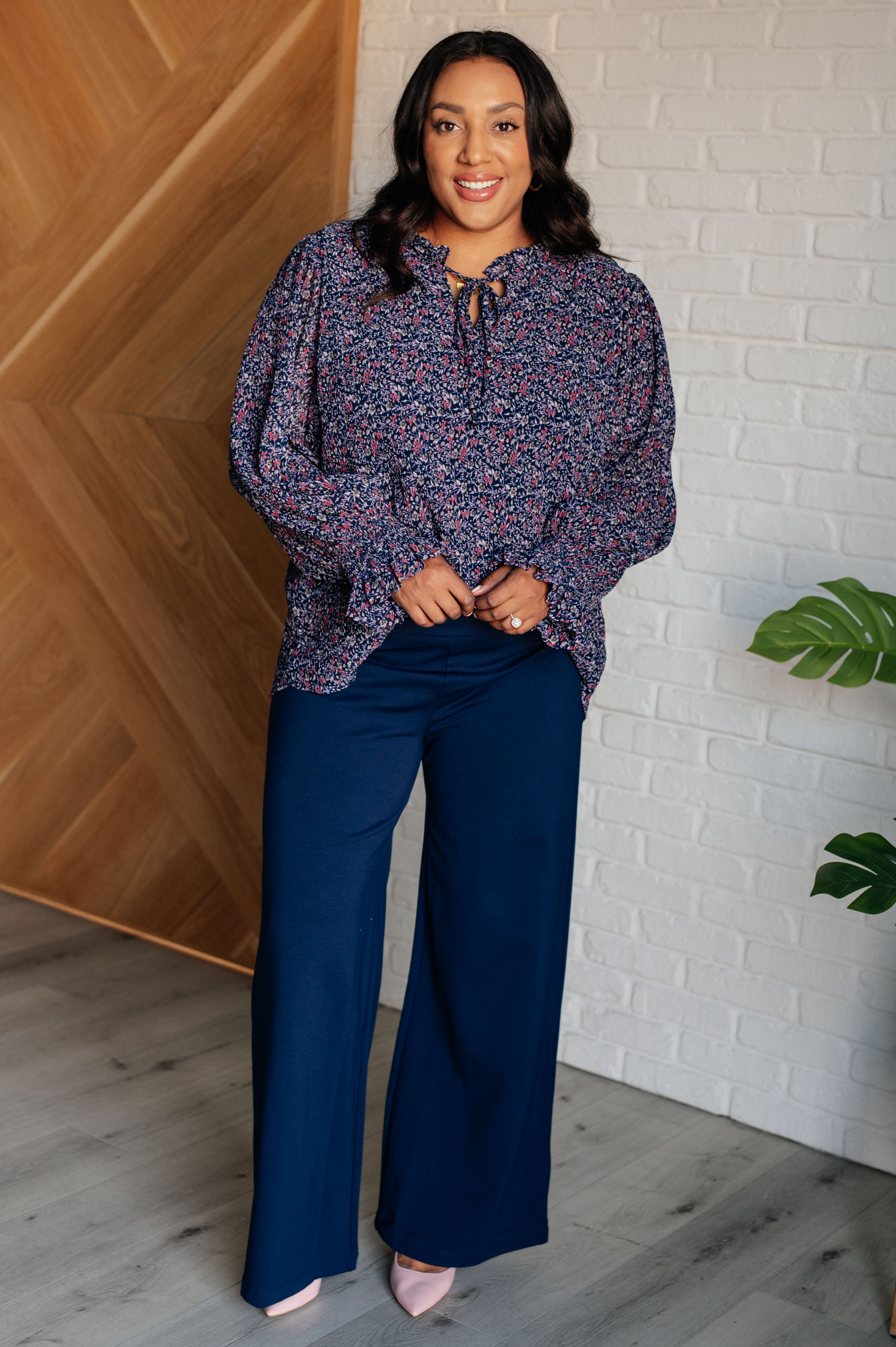 Magic Wide Leg Pants in Navy - Charming Charlie