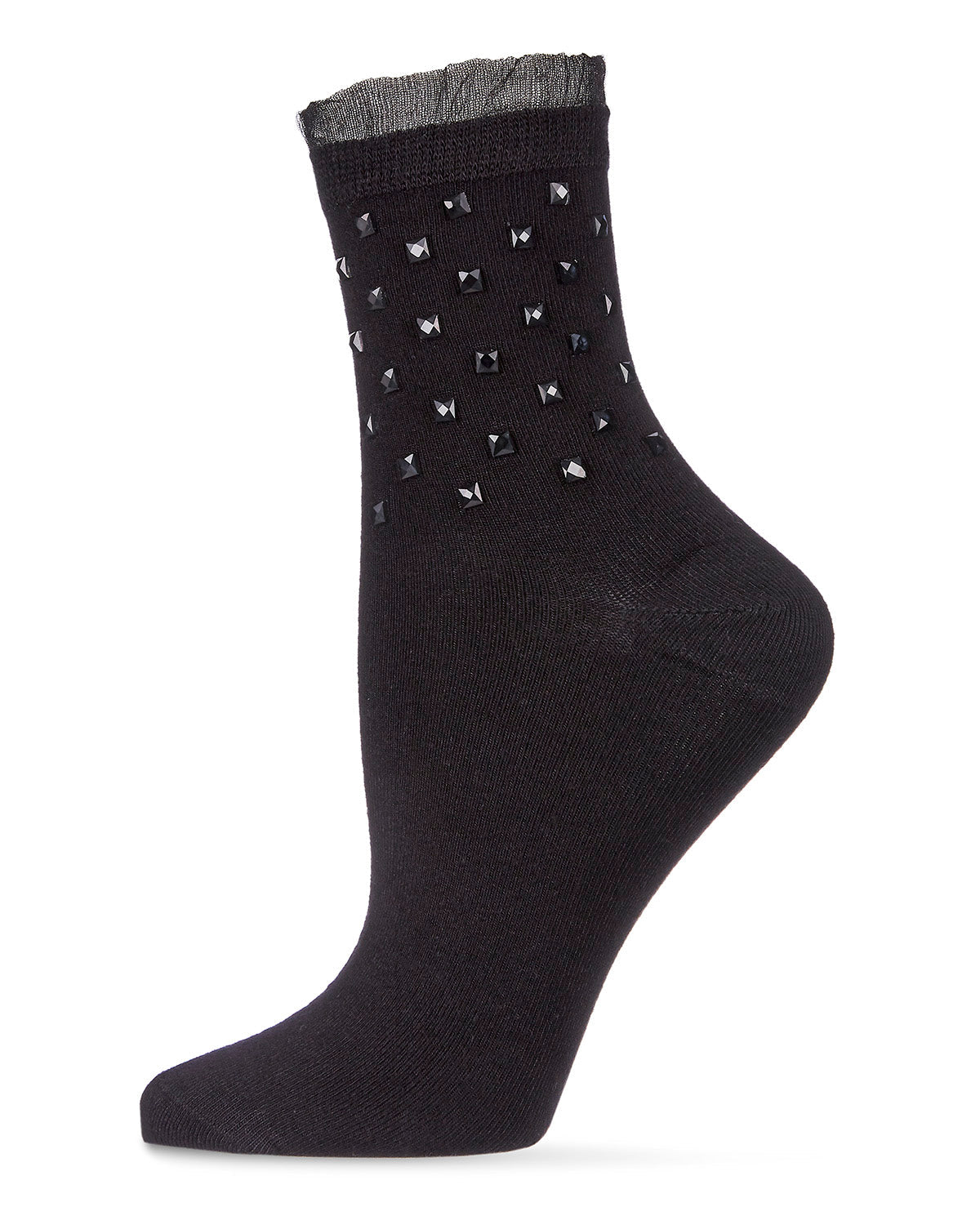 Women's Punk Rock Studded Bamboo Blend Fashion Crew Sock - Charming Charlie