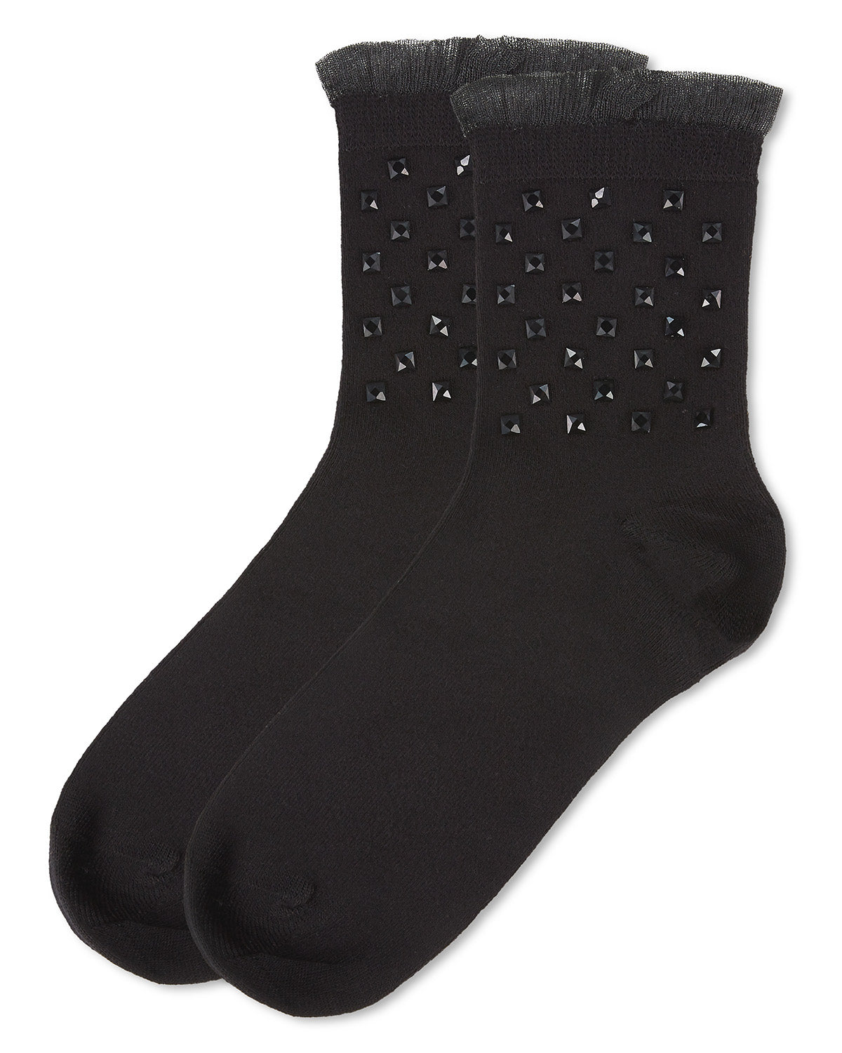 Women's Punk Rock Studded Bamboo Blend Fashion Crew Sock - Charming Charlie