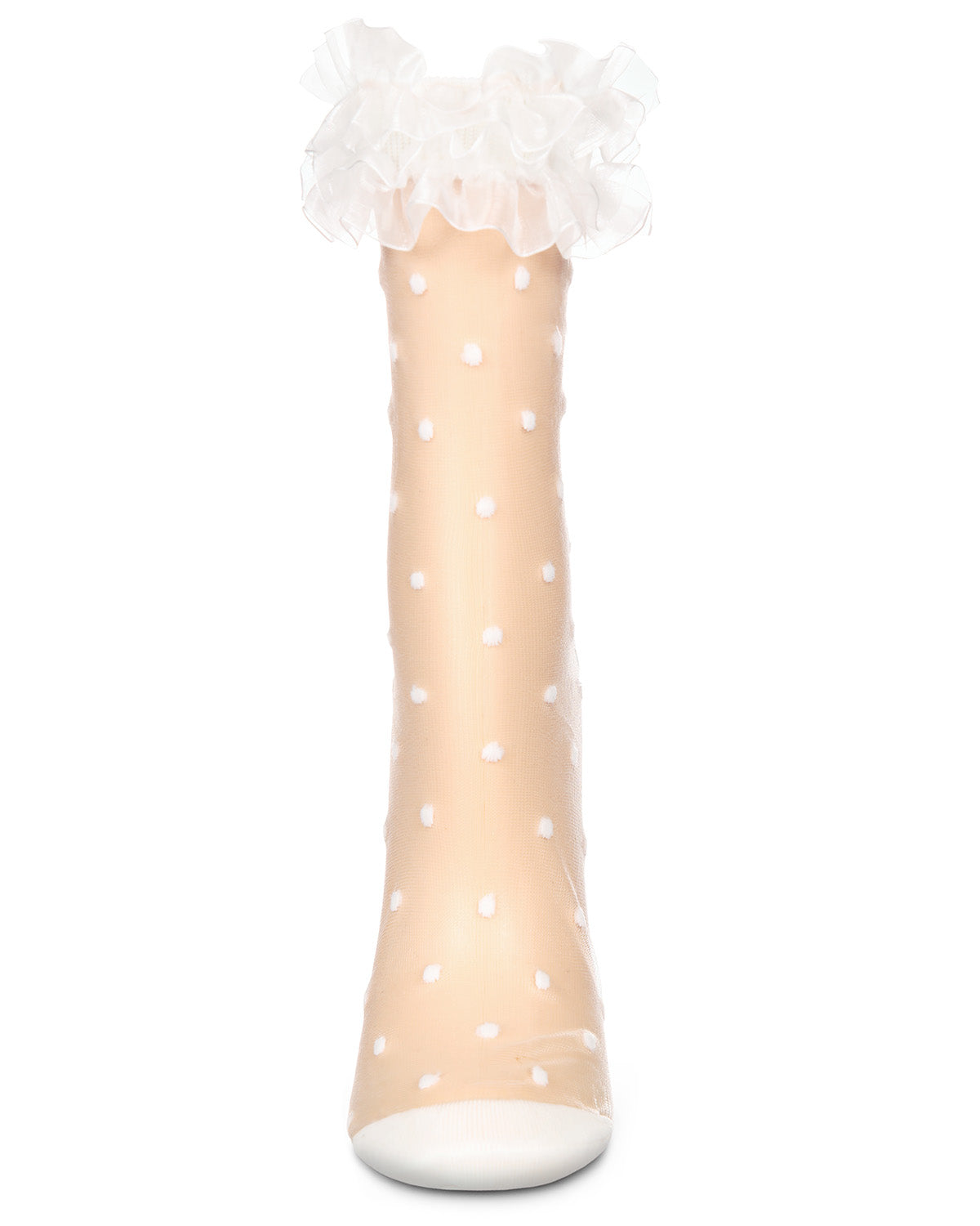 Women's Polka Dot Ruffle Lace Cuff Sheer Crew Socks - Charming Charlie
