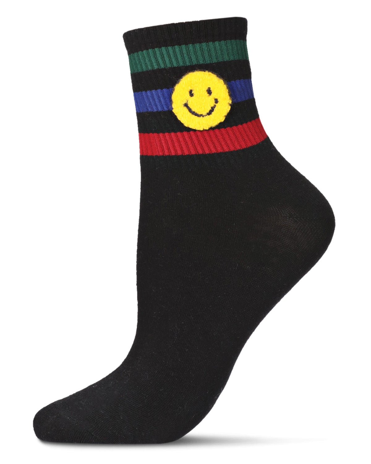 Women's Smiley Terry Patch Stripe Crew Socks - Charming Charlie