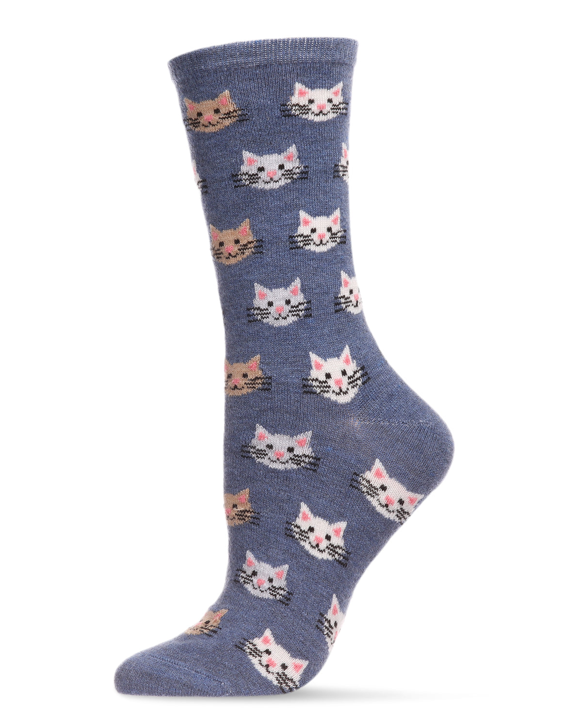 Women's Soft Cheerful Cat Face Cashmere Crew Socks - Charming Charlie