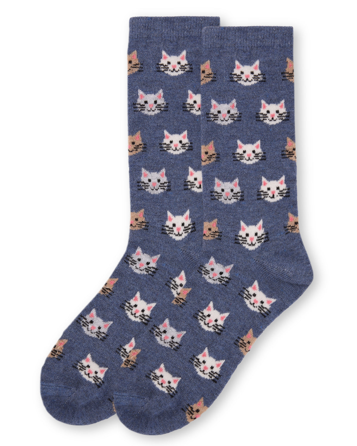 Women's Soft Cheerful Cat Face Cashmere Crew Socks - Charming Charlie