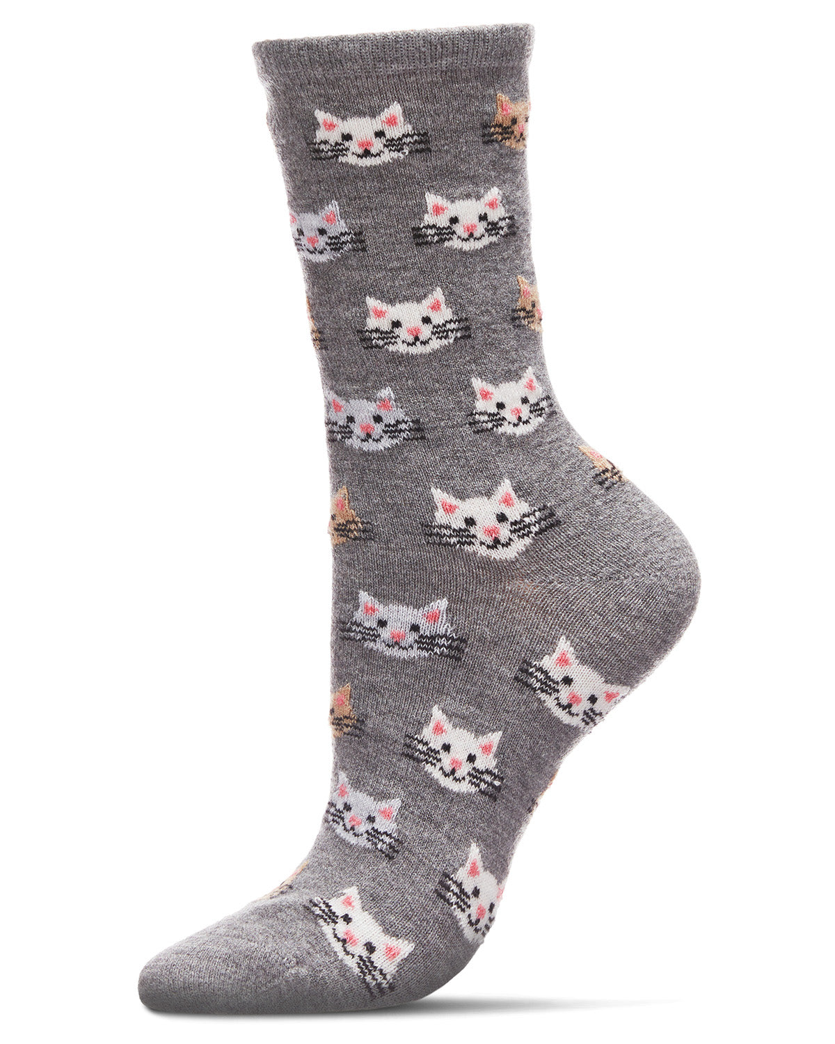 Women's Soft Cheerful Cat Face Cashmere Crew Socks - Charming Charlie