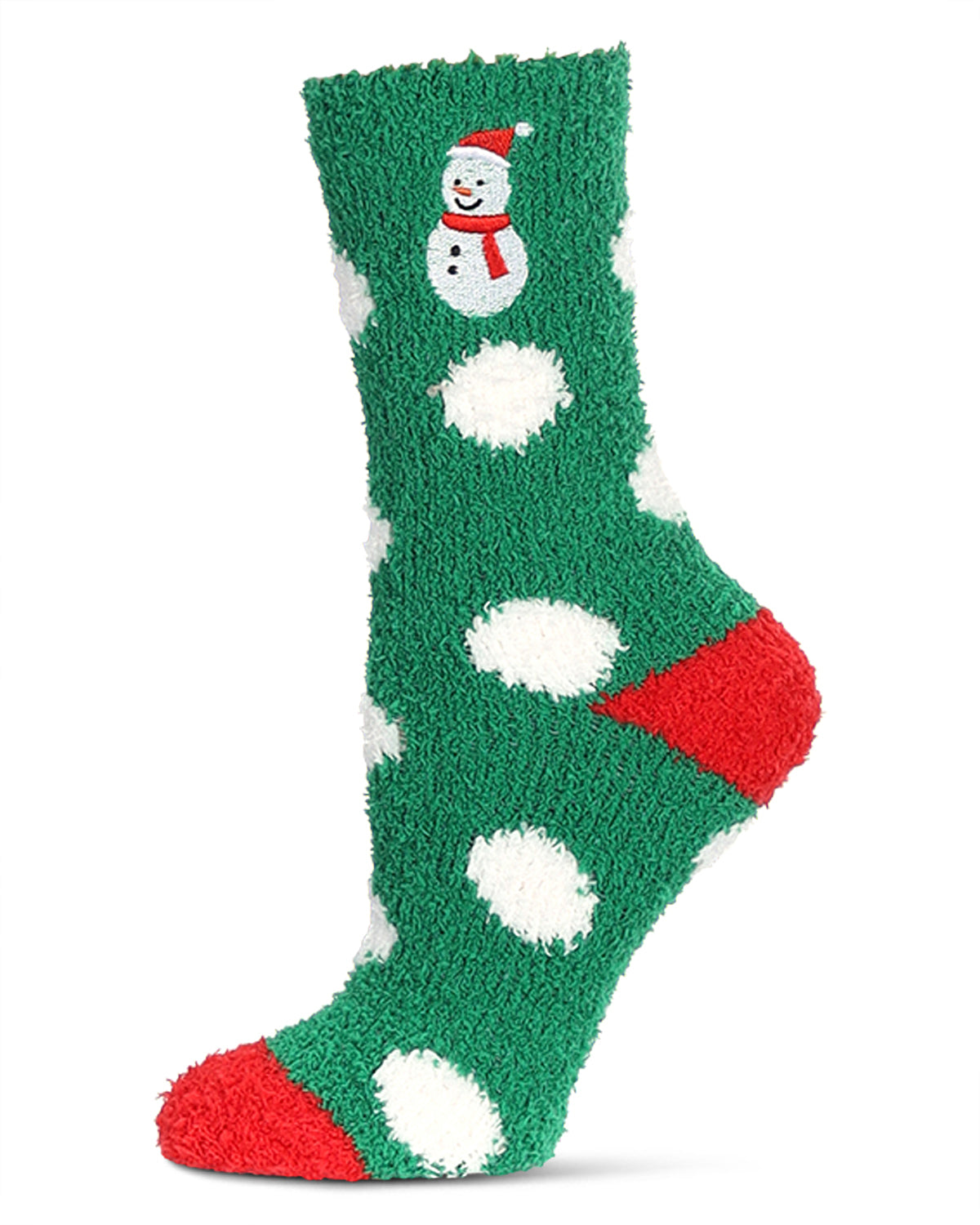 Women's Polka Dot Snowman Embroidery Cozy Crew Socks - Charming Charlie