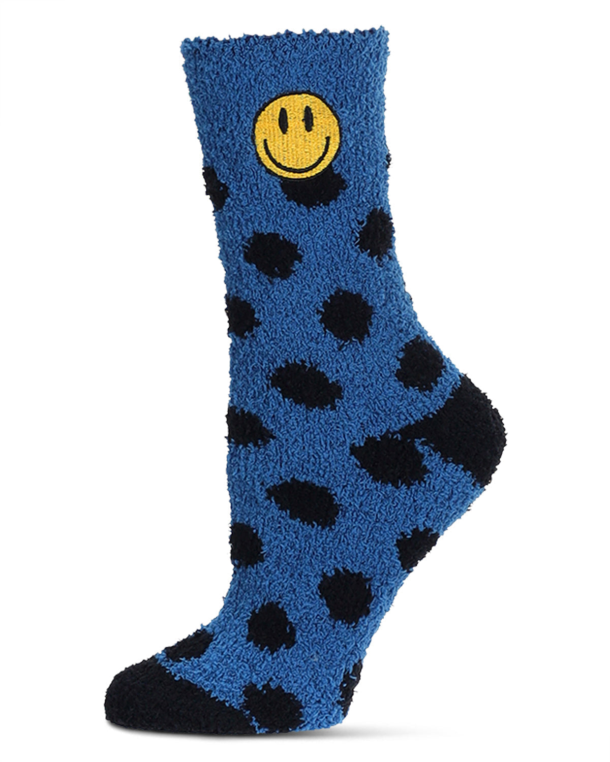 Women's Polka Dot Smiley Face Embroidery Cozy Crew Socks - Charming Charlie