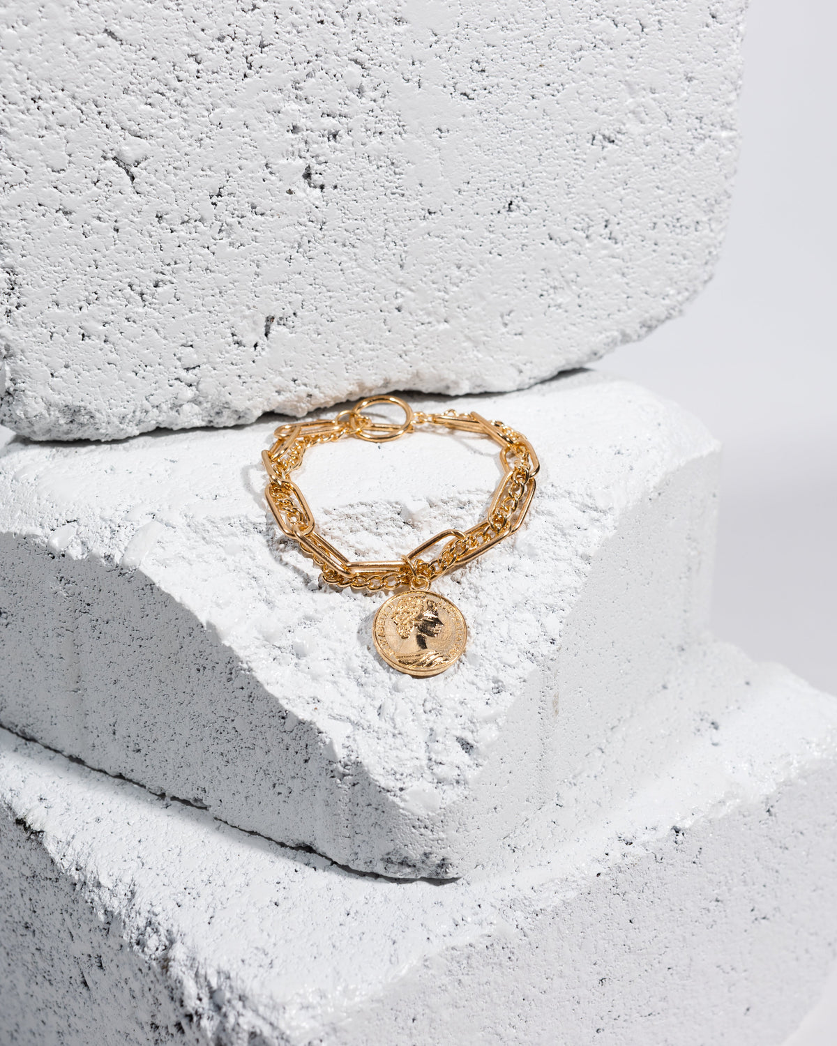Goldtone Bracelet With Round Charm - Charming Charlie