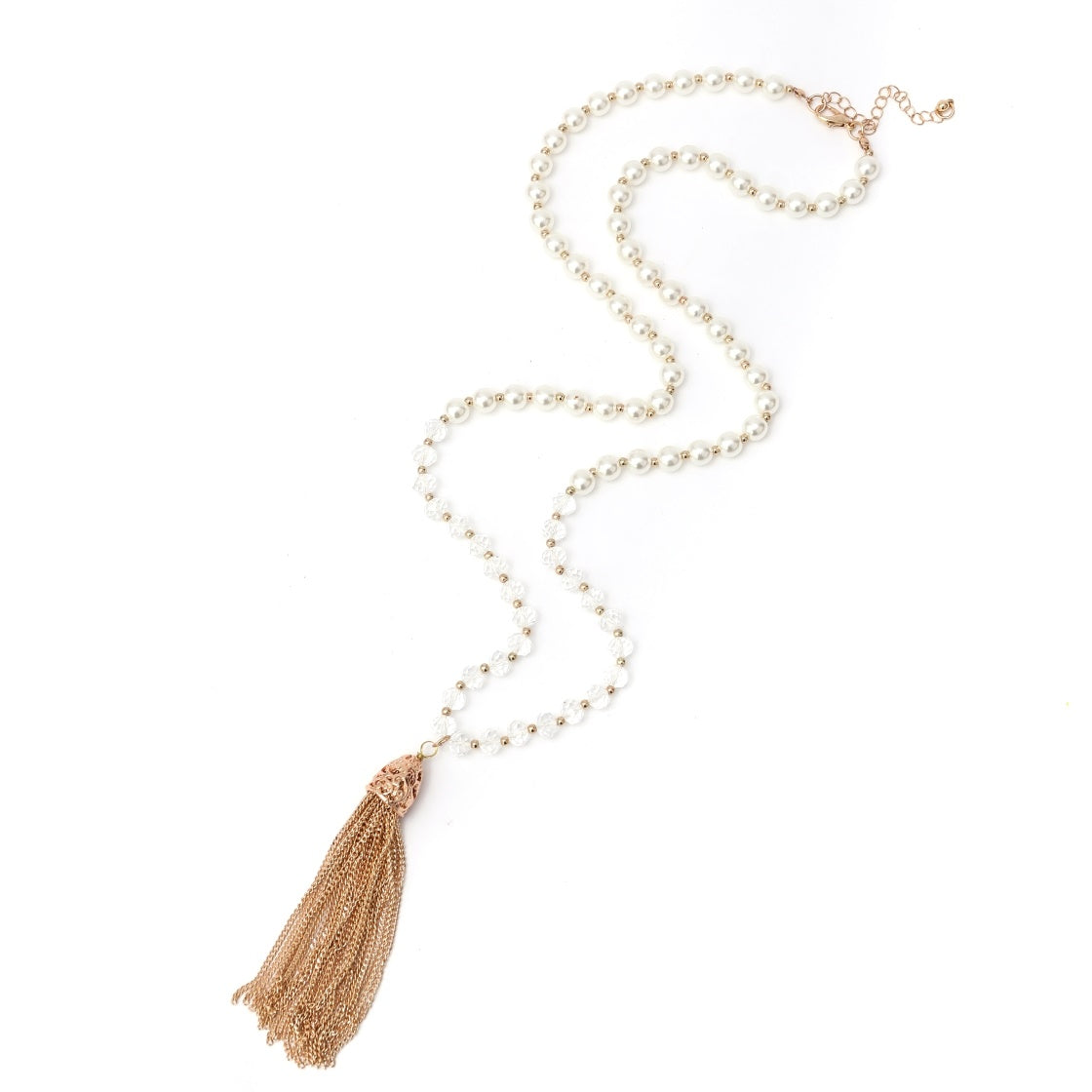 Long Pearl Tassel Fringe Necklace - Charming Charlie