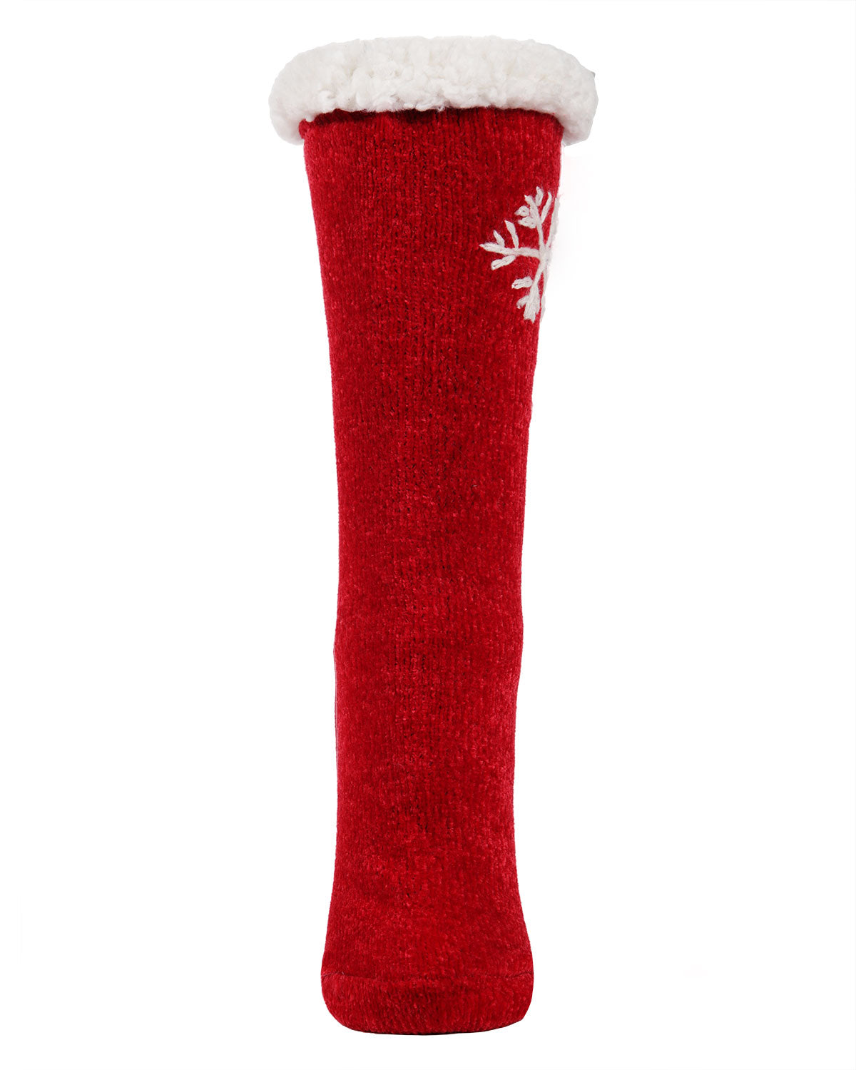 Women's Sweet Snowflake Tufted Top Plush Lined Slipper Socks - Charming Charlie