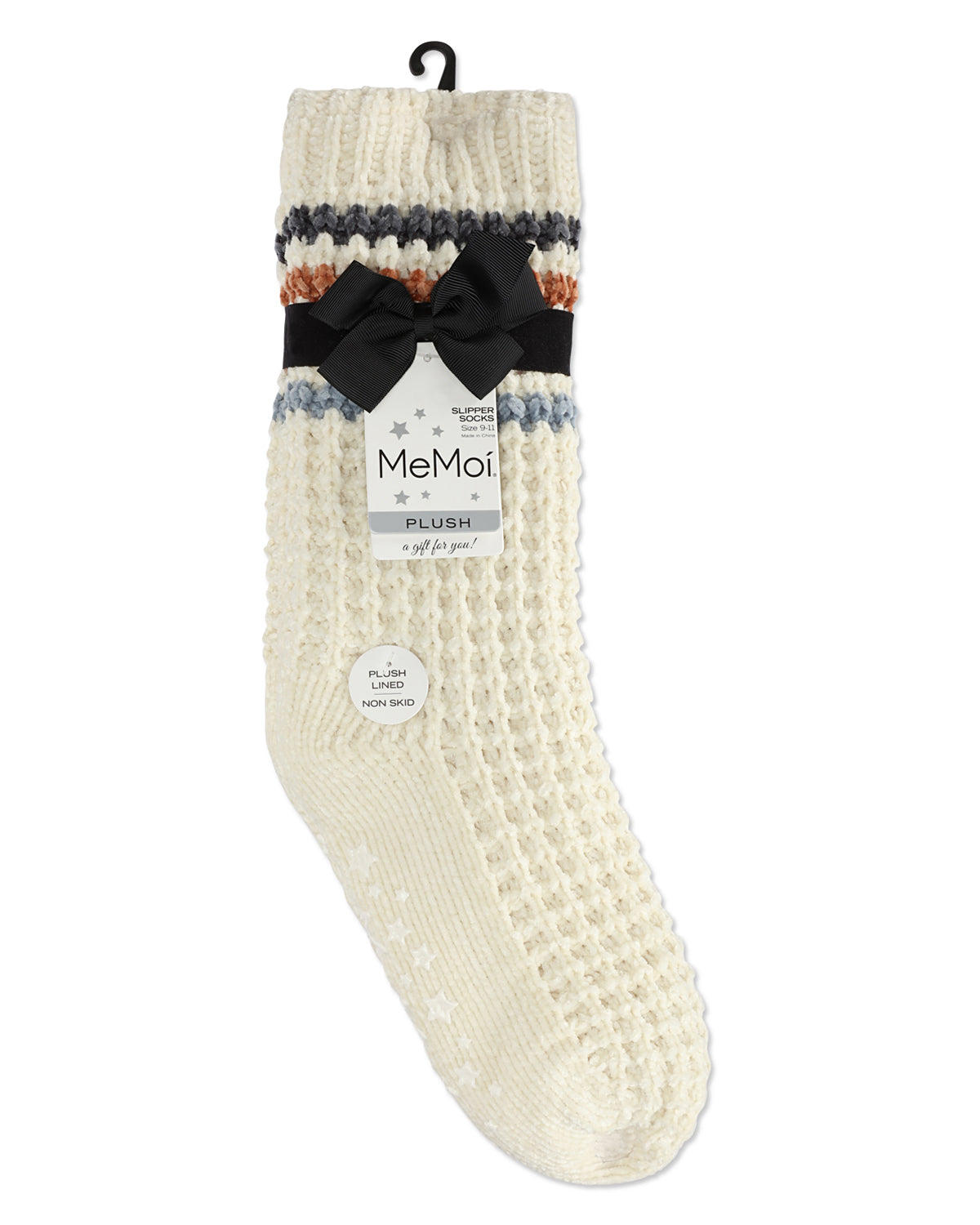 Women's Chunky Stripes Plush-Lined Slipper Crew Sock - Charming Charlie