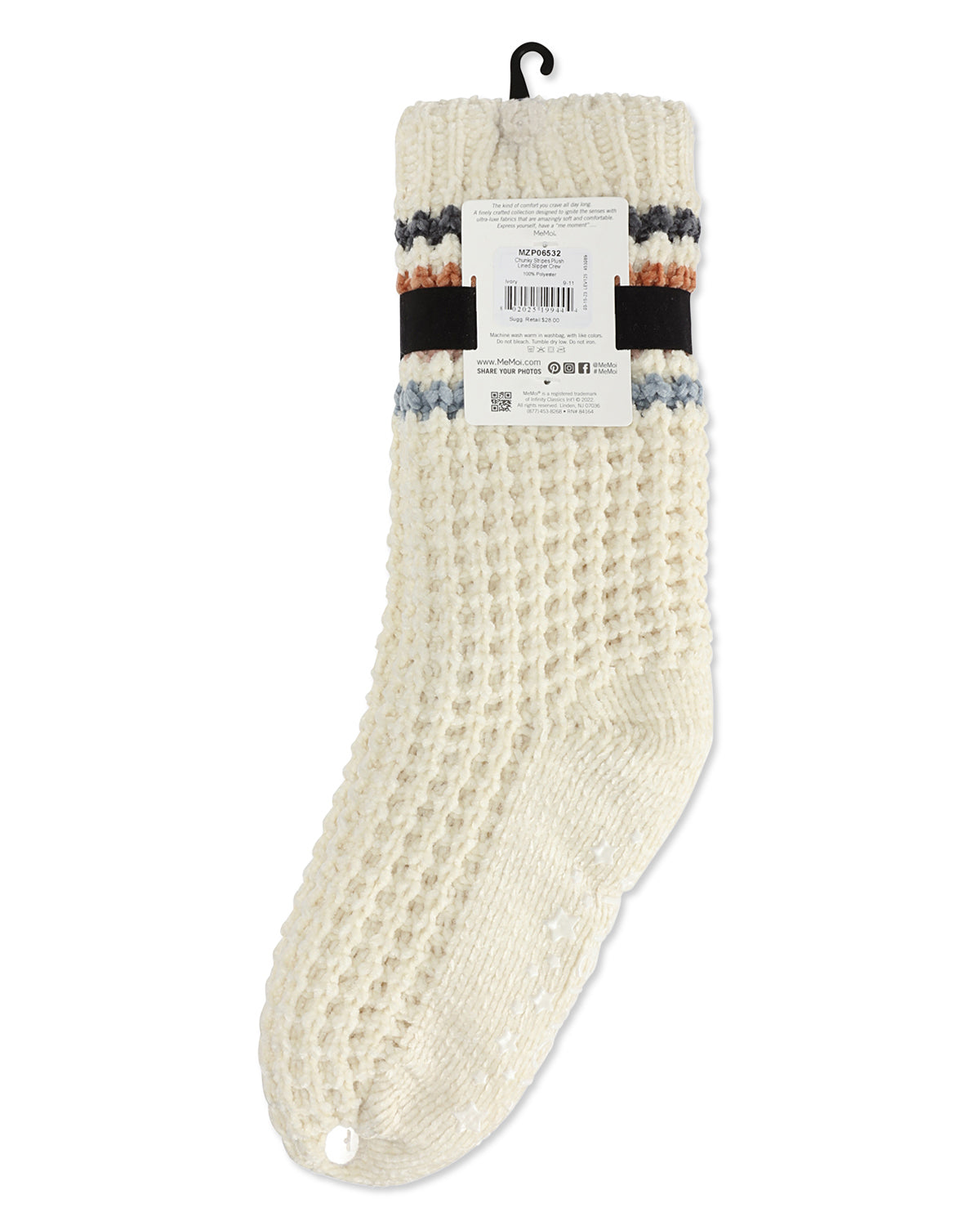 Women's Chunky Stripes Plush-Lined Slipper Crew Sock - Charming Charlie