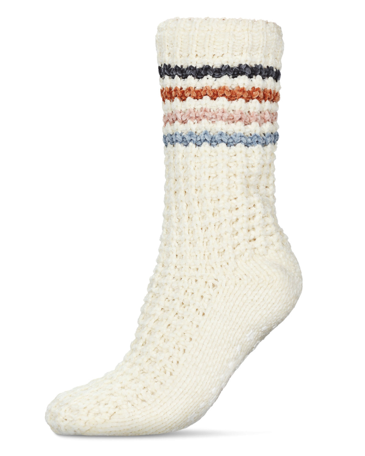Women's Chunky Stripes Plush-Lined Slipper Crew Sock - Charming Charlie