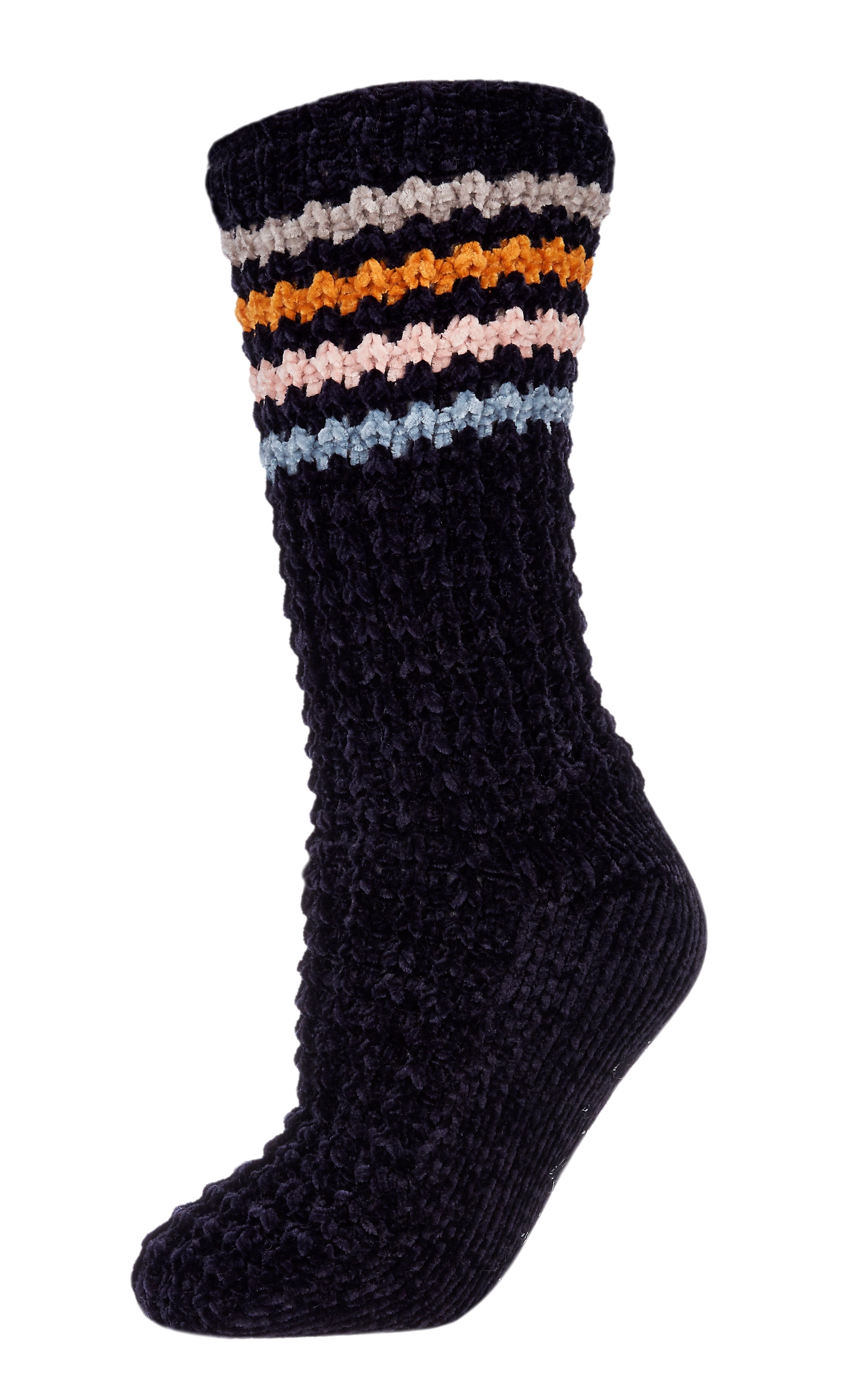 Women's Chunky Stripes Plush-Lined Slipper Crew Sock - Charming Charlie