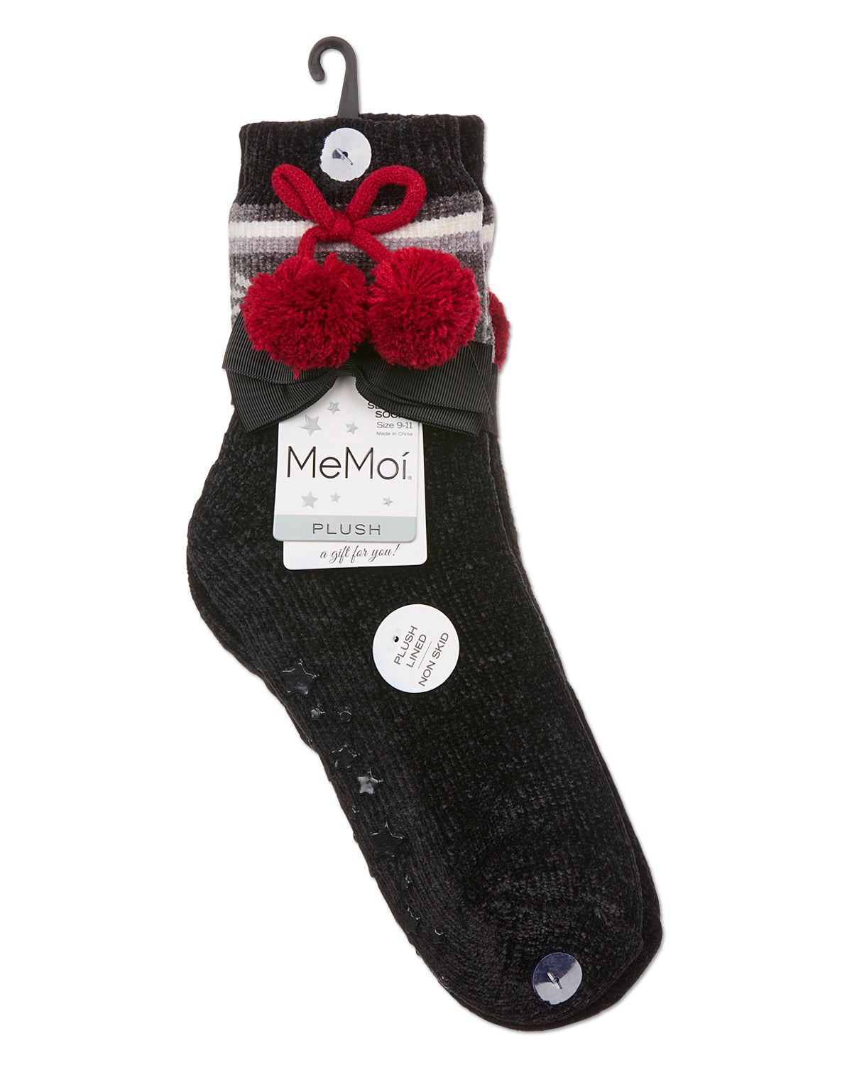 Women's Snowflake Pom Pom Sherpa Lined Slipper Socks - Charming Charlie
